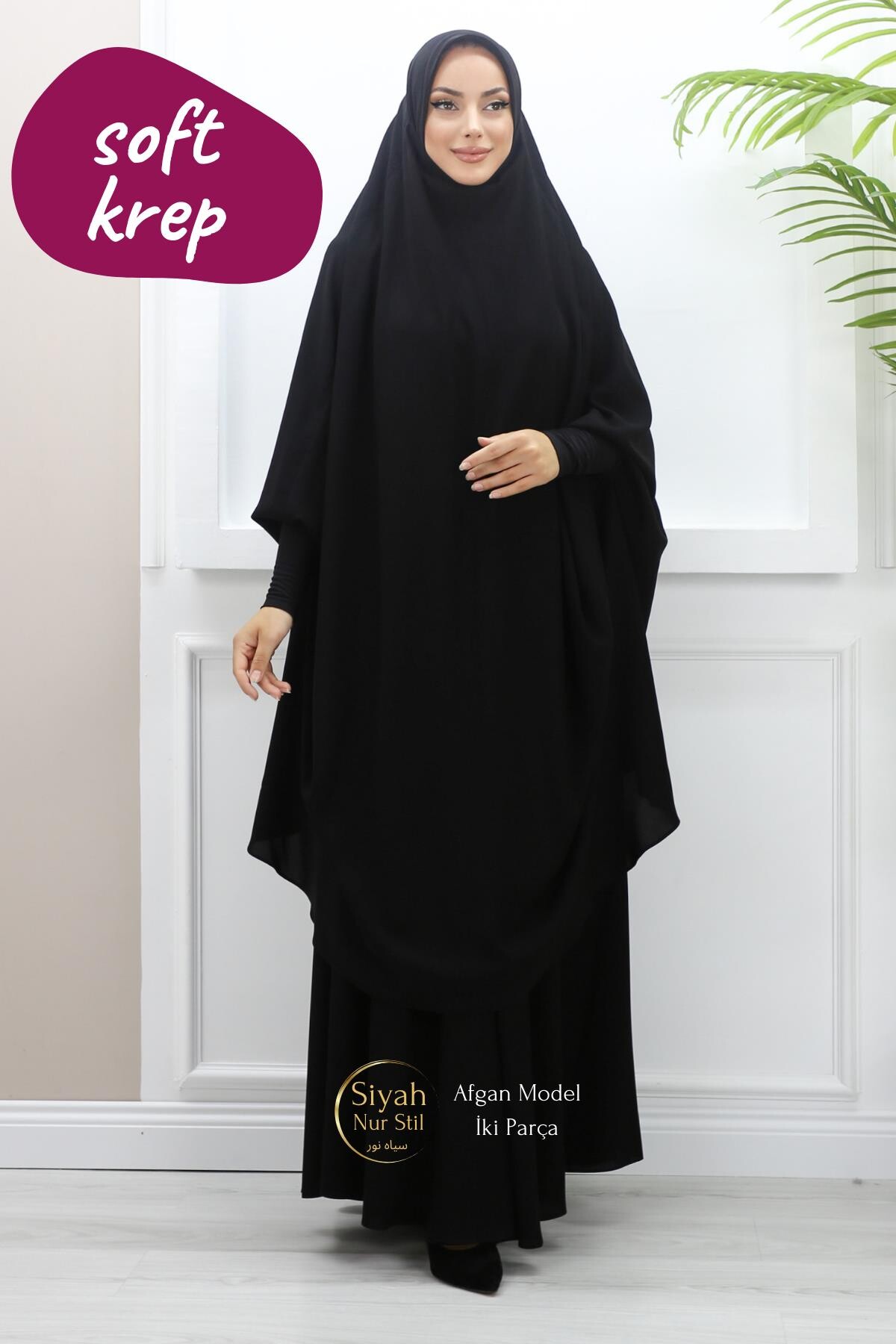 Afgan İki Parça Sandy Kol Soft Krep Çarşaf - SİYAH NUR