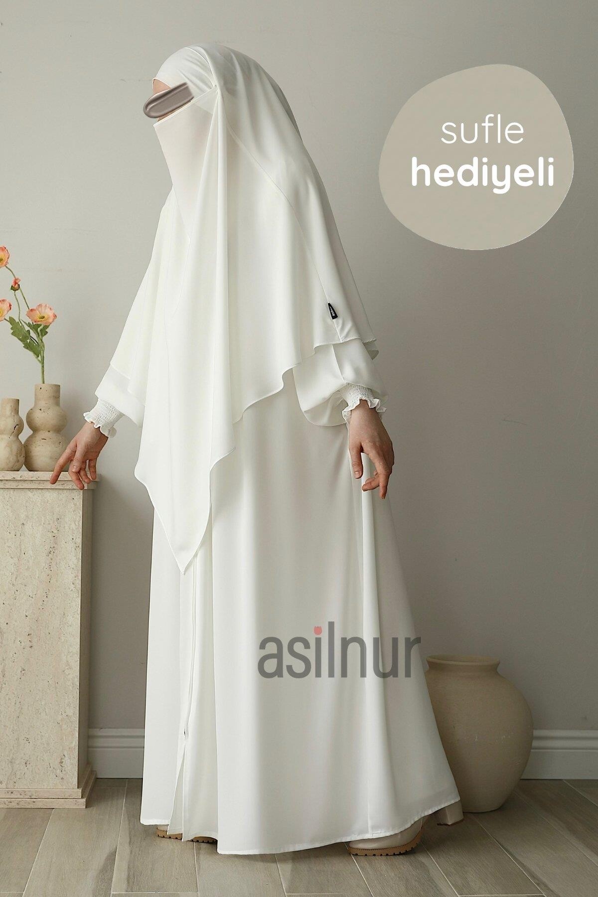 Alya Ferace Sufle Hediyeli Takım Ekru - ASİLNUR