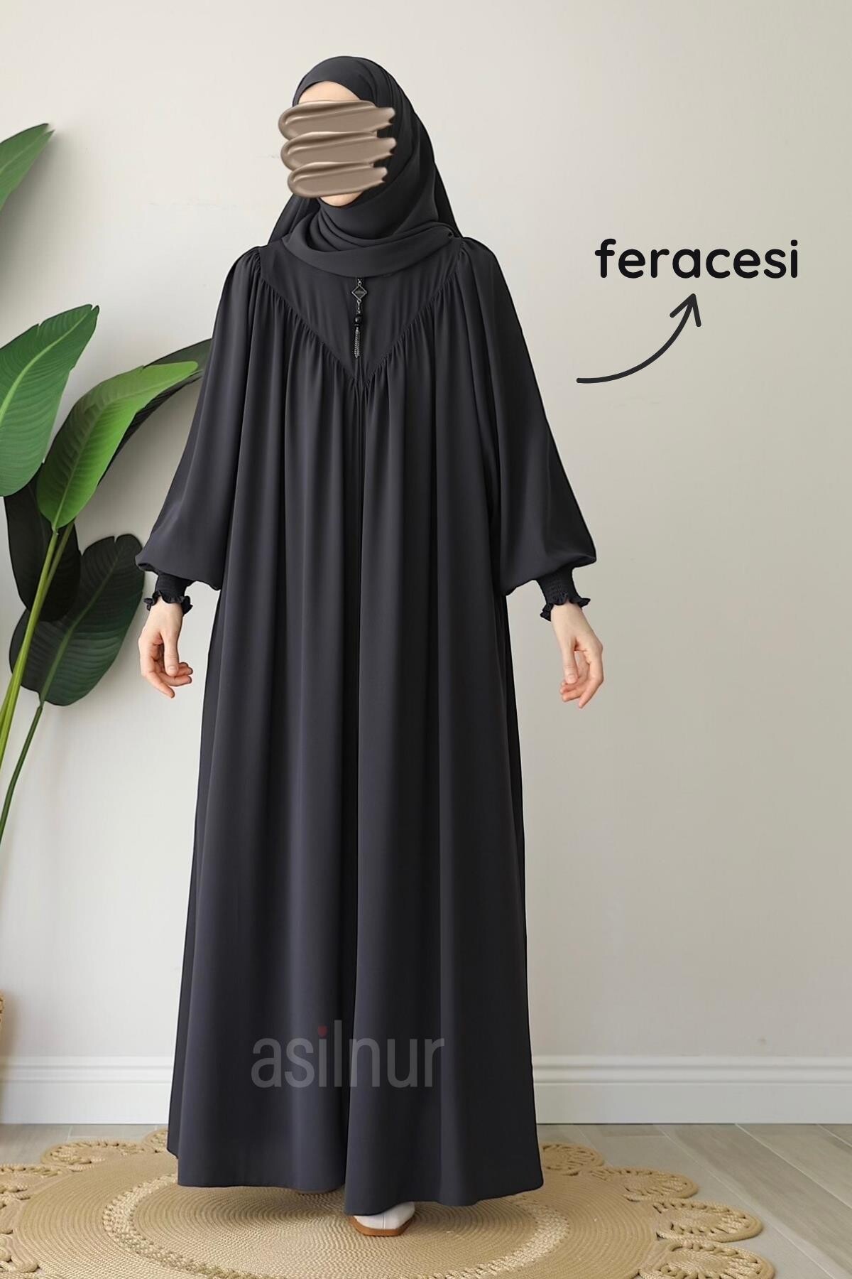 Alya Ferace Sufle Hediyeli Takım Füme - 4