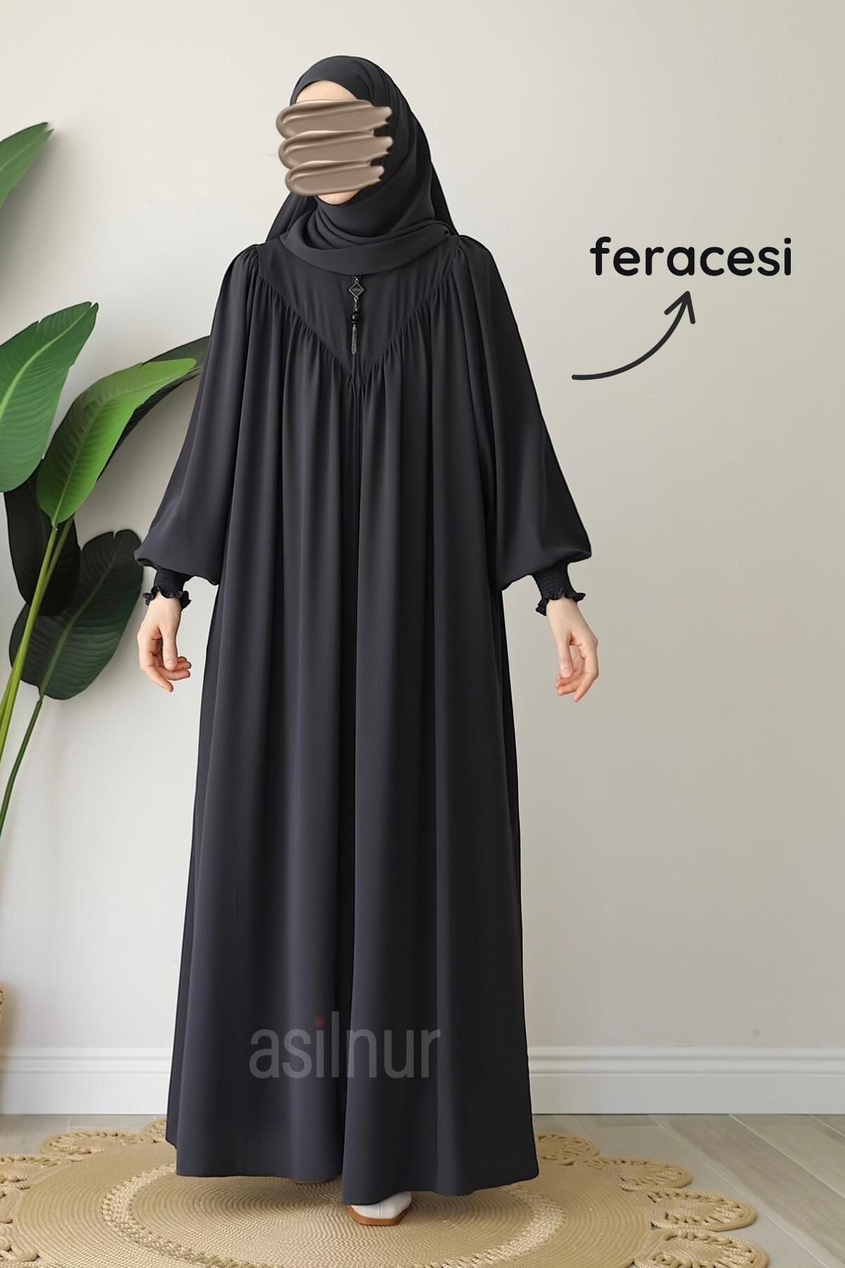 Alya Ferace Sufle Hediyeli Takım Füme - 4