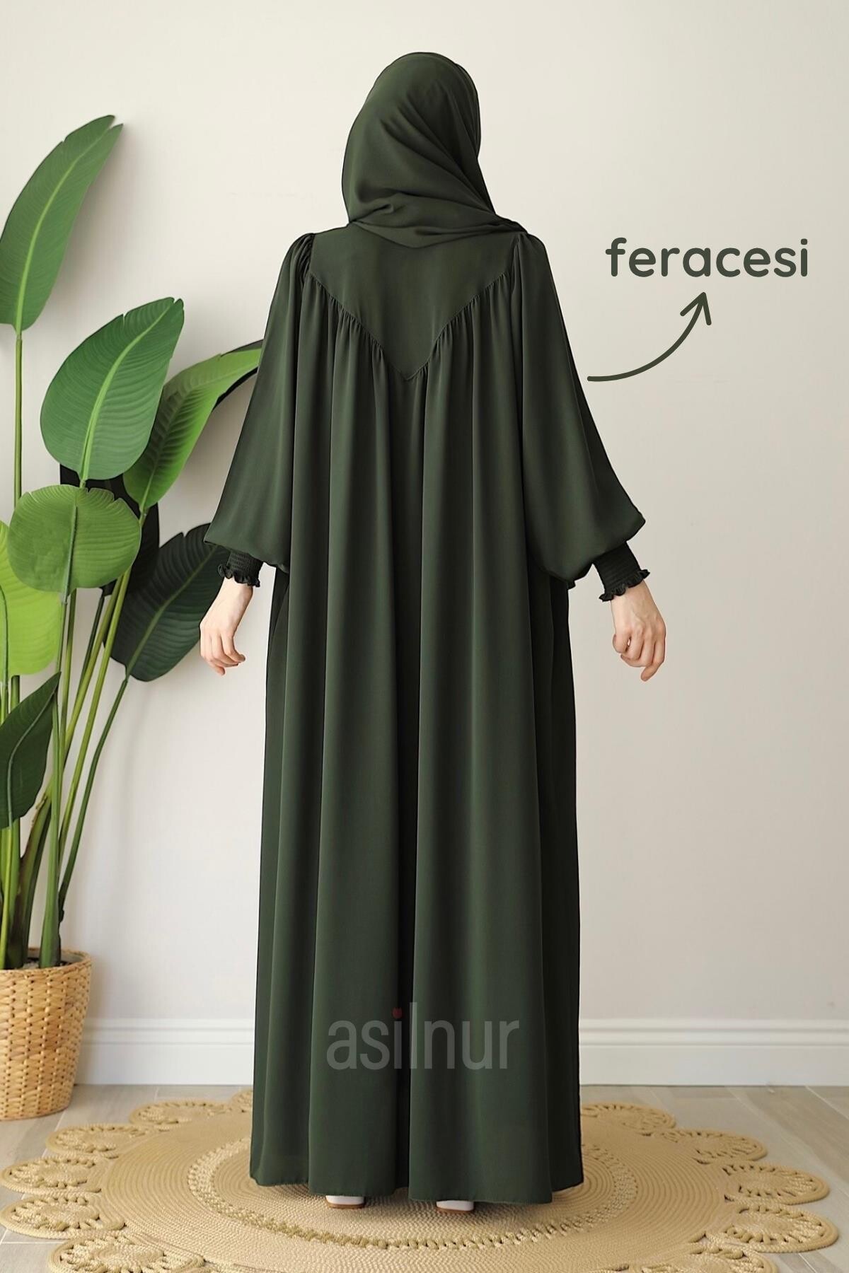 Alya Ferace Sufle Hediyeli Takım Haki - 4