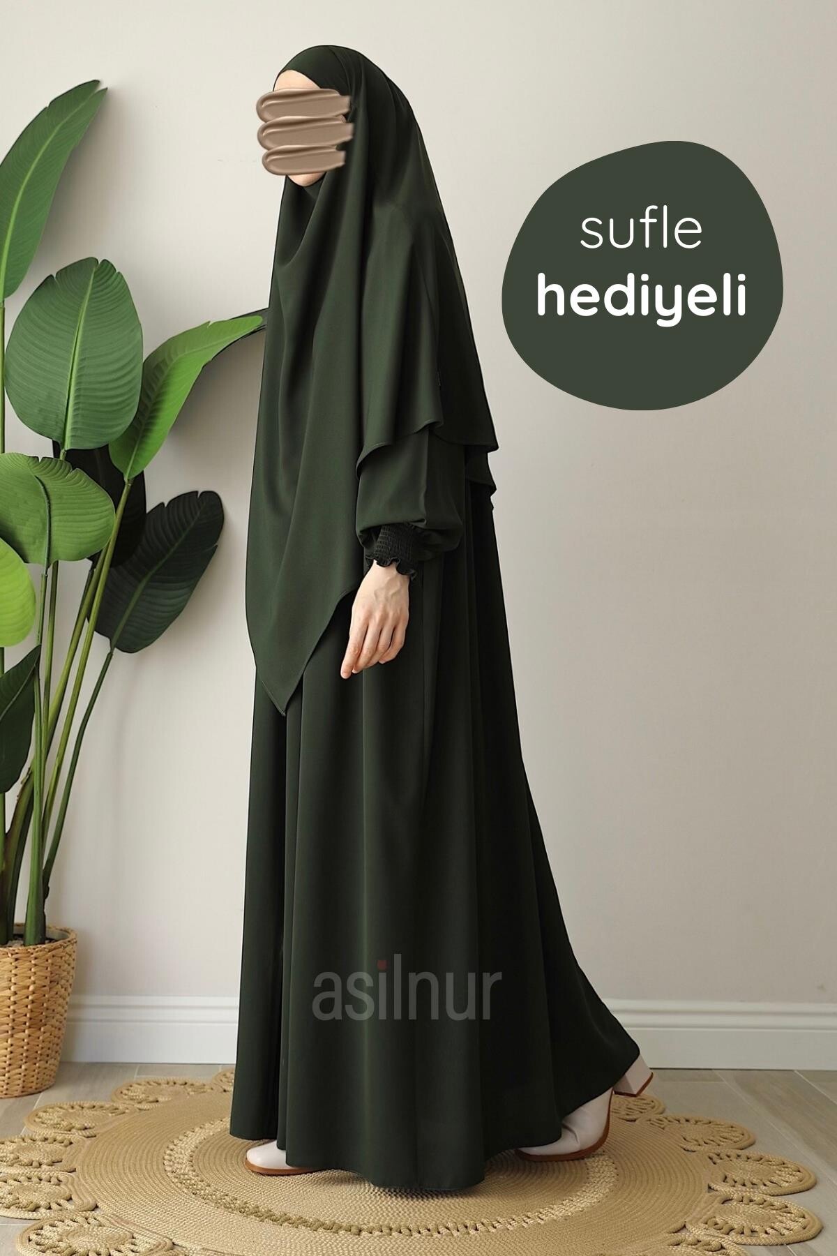 Alya Ferace Sufle Hediyeli Takım Haki - ASİLNUR