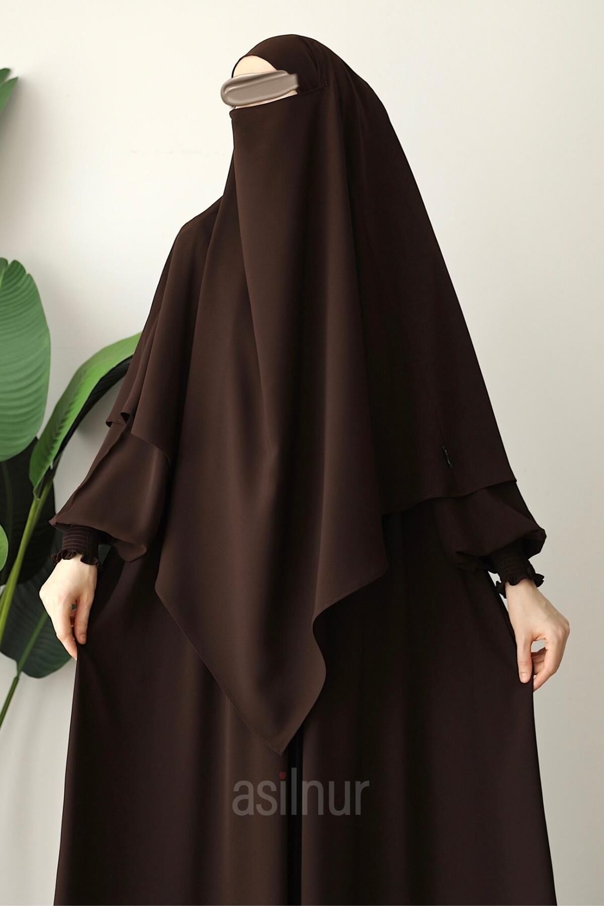 Alya Ferace Sufle Hediyeli Takım Kahverengi - 6