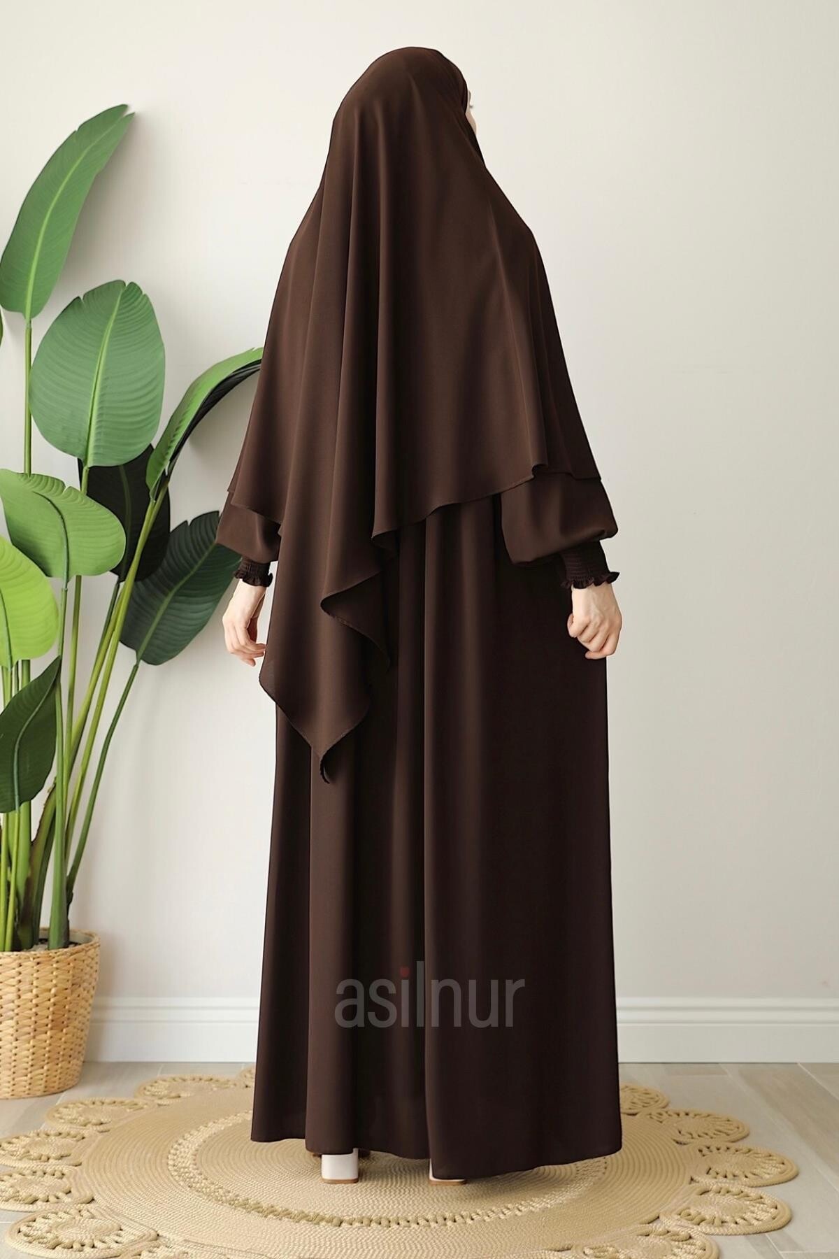 Alya Ferace Sufle Hediyeli Takım Kahverengi - 7