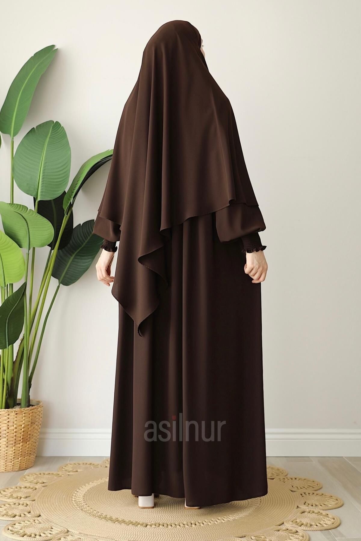 Alya Ferace Sufle Hediyeli Takım Kahverengi - 7