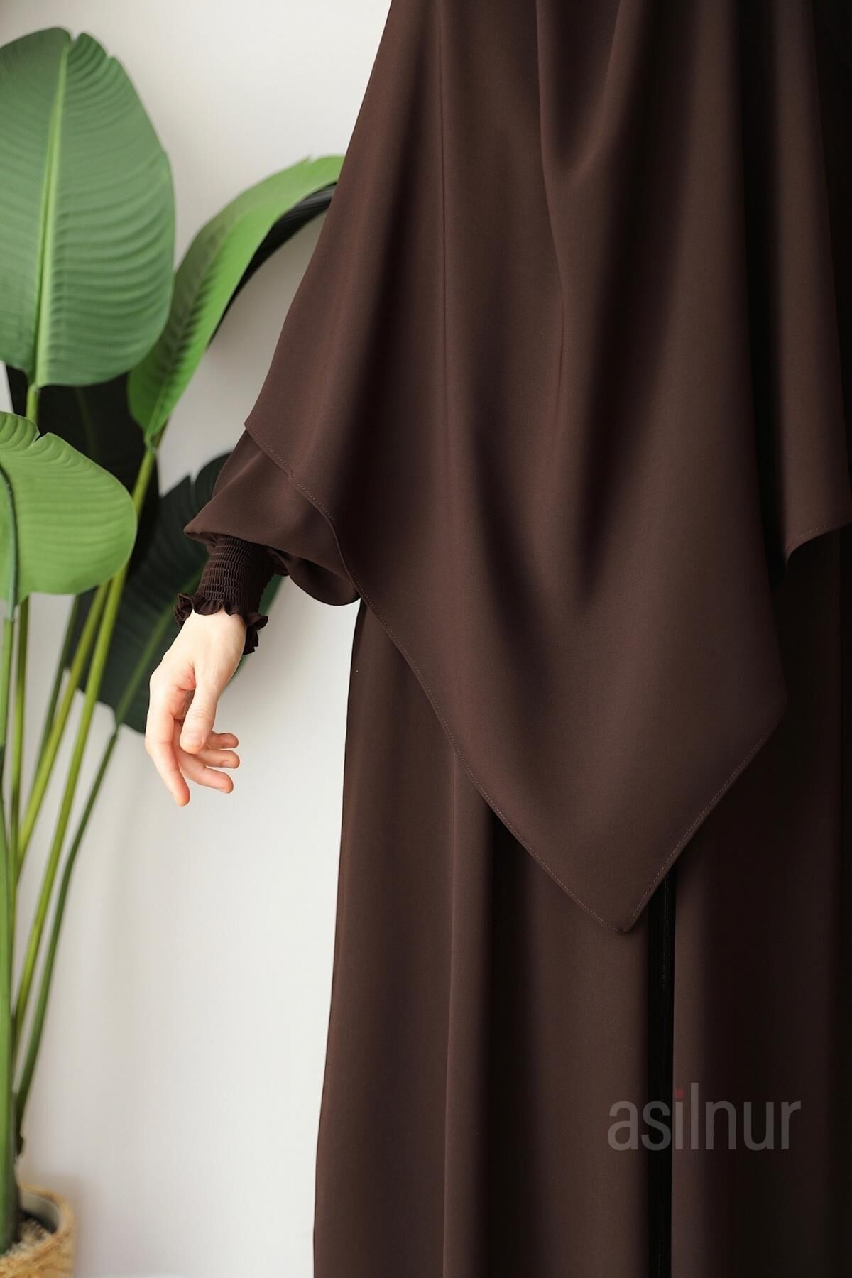 Alya Ferace Sufle Hediyeli Takım Kahverengi - 8