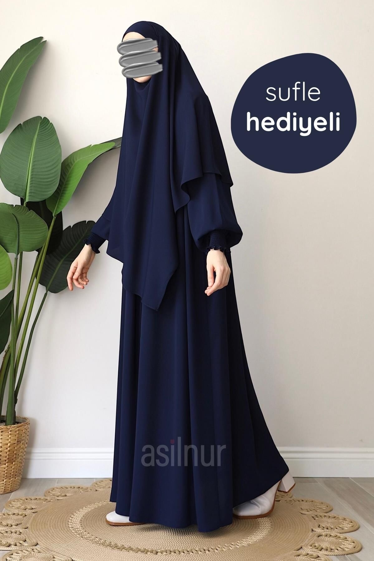 Alya Ferace Sufle Hediyeli Takım Lacivert - 1