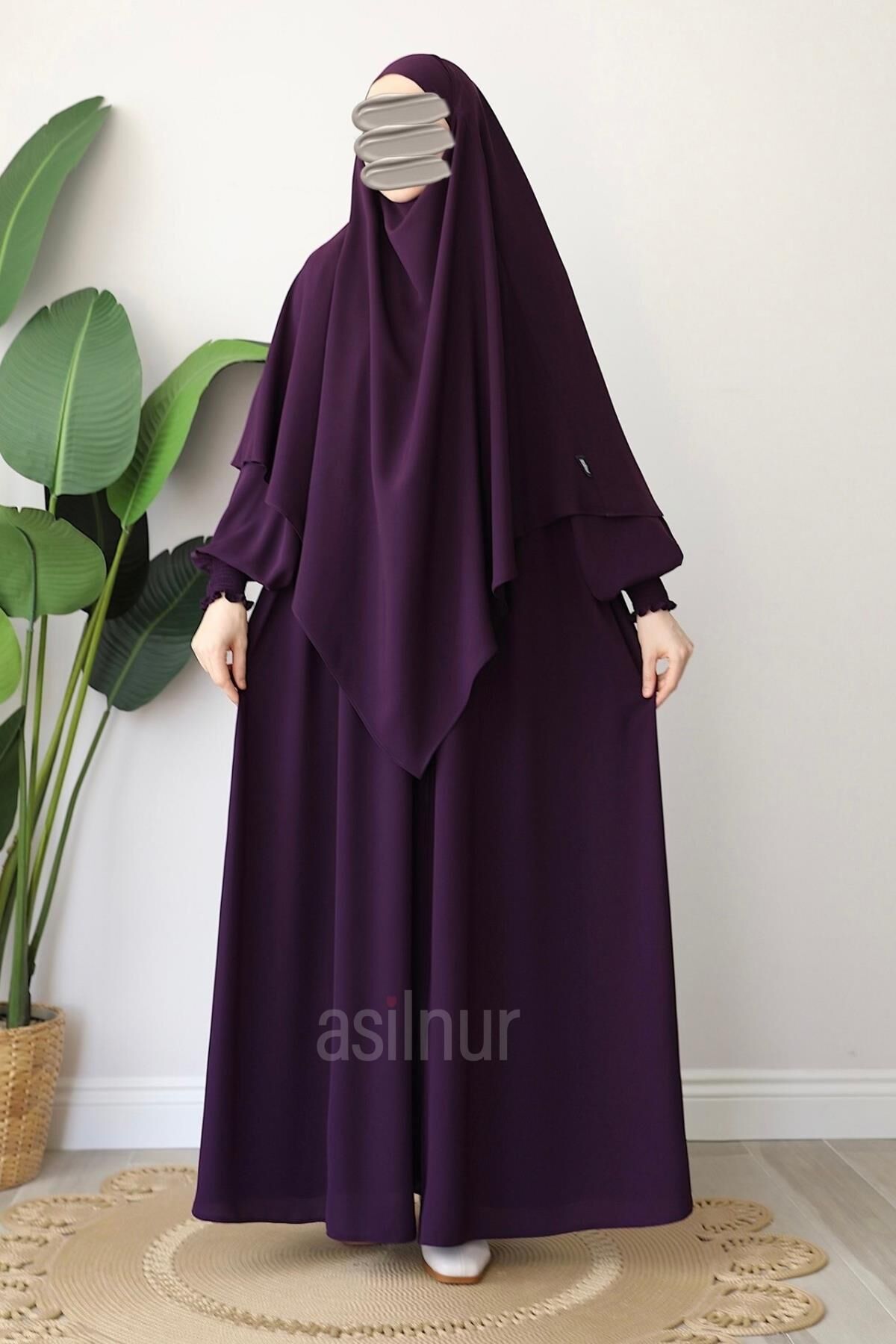 Alya Ferace Sufle Hediyeli Takım Mürdüm - 3