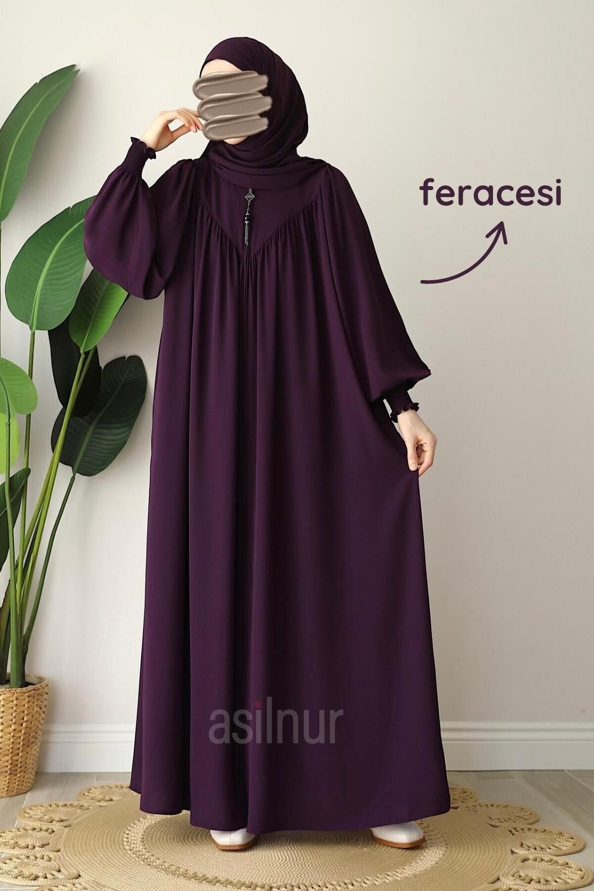 Alya Ferace Sufle Hediyeli Takım Mürdüm - 4