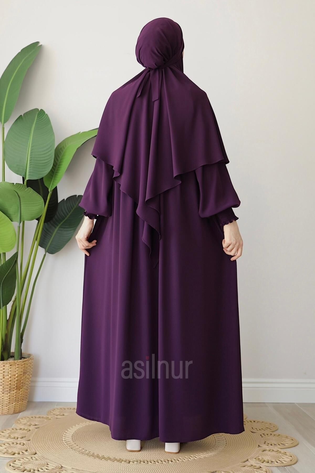 Alya Ferace Sufle Hediyeli Takım Mürdüm - 8