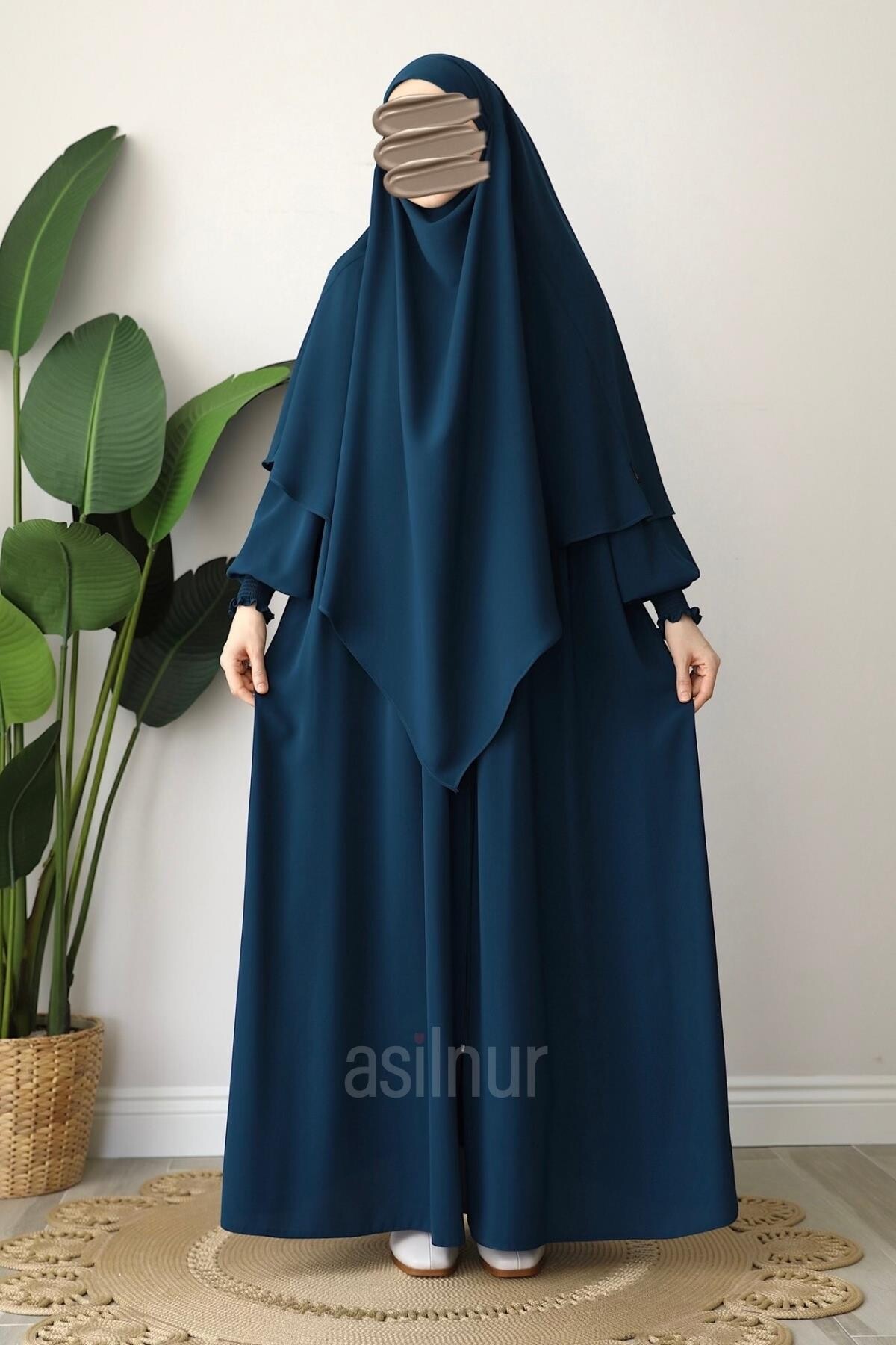 Alya Ferace Sufle Hediyeli Takım Petrol Mavisi - 4