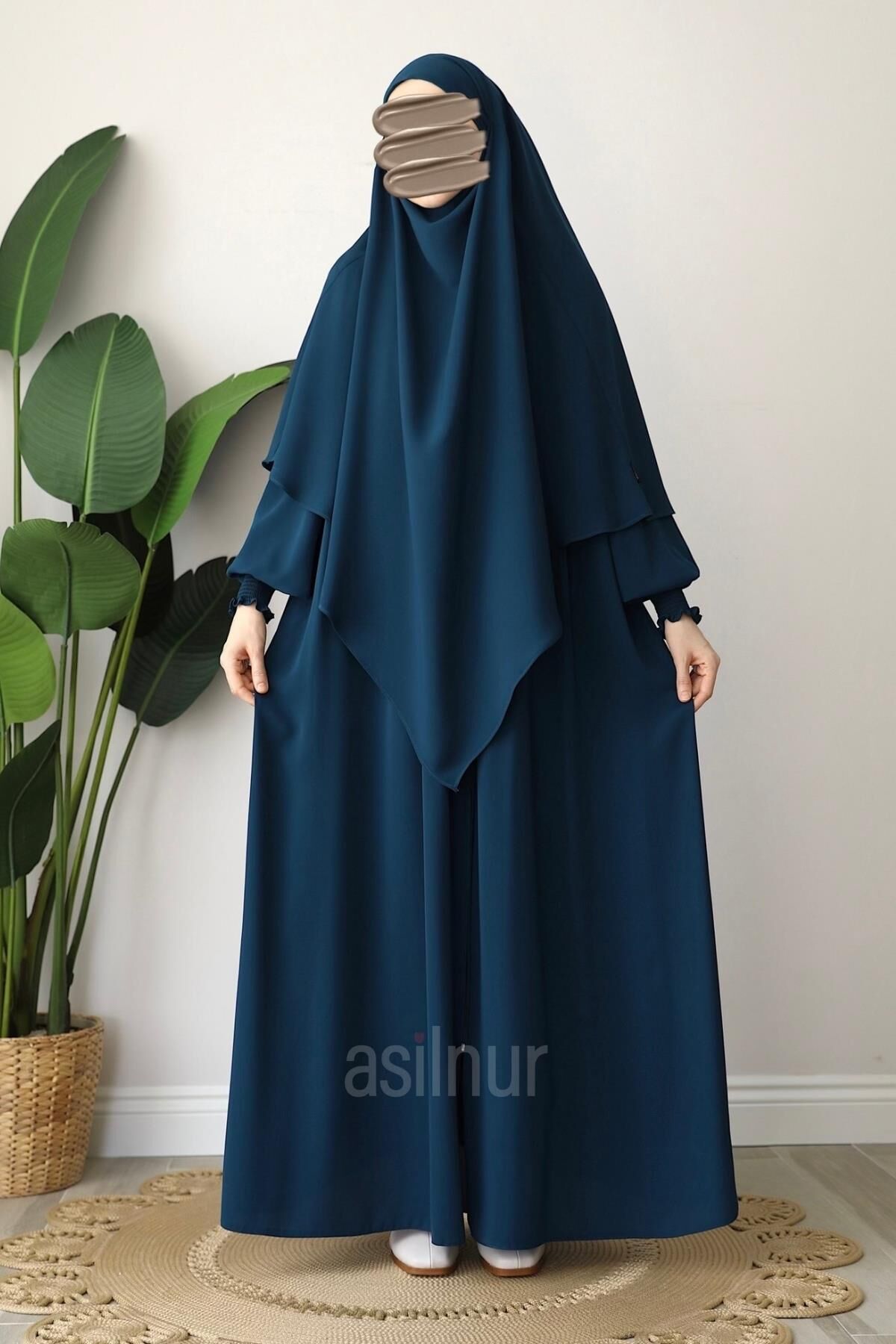 Alya Ferace Sufle Hediyeli Takım Petrol Mavisi - 4