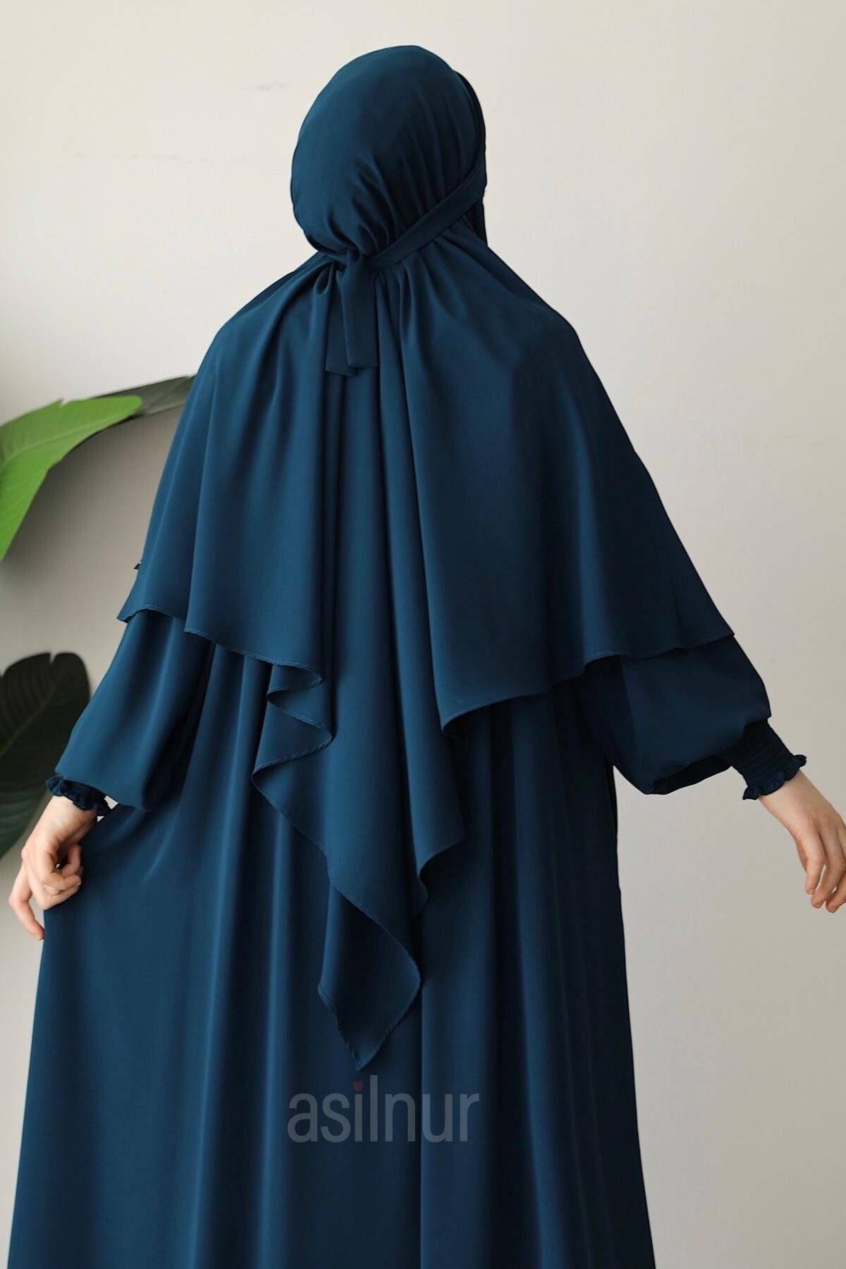 Alya Ferace Sufle Hediyeli Takım Petrol Mavisi - 5