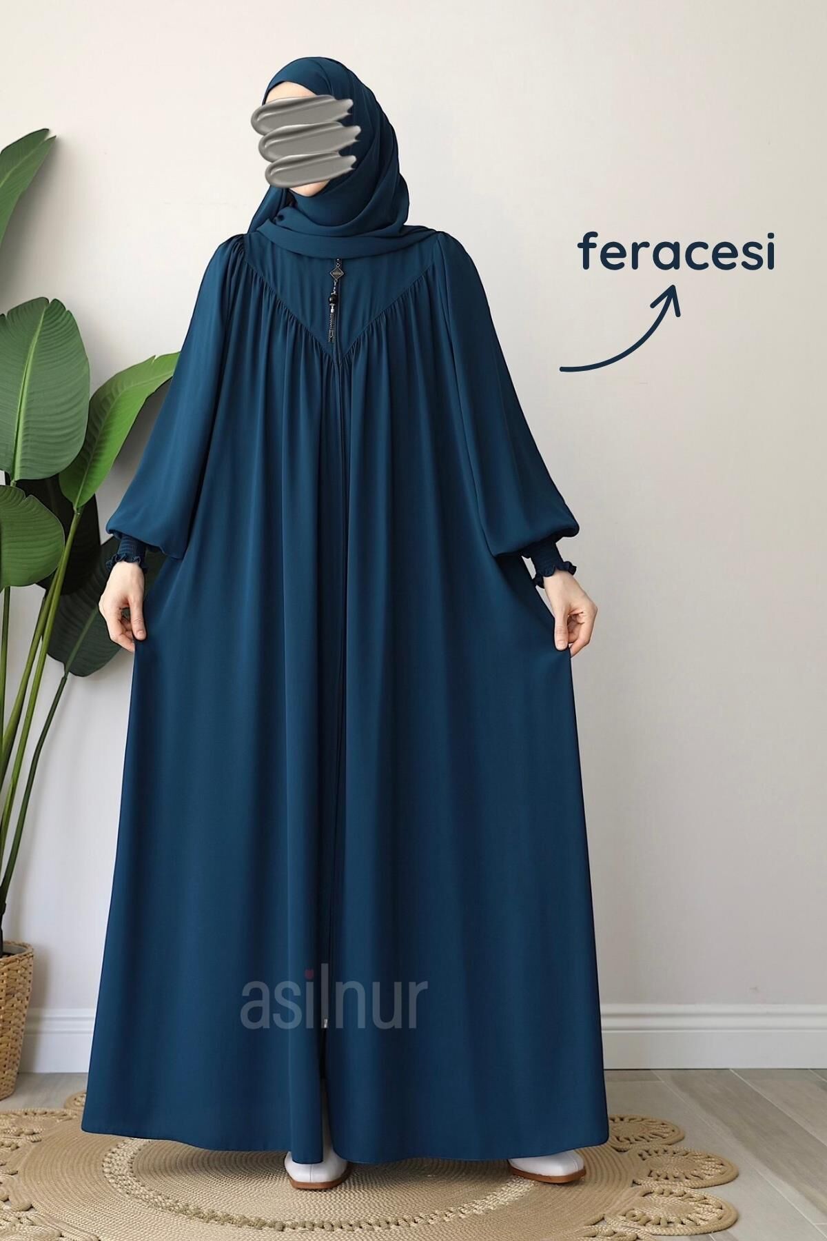 Alya Ferace Sufle Hediyeli Takım Petrol Mavisi - 6