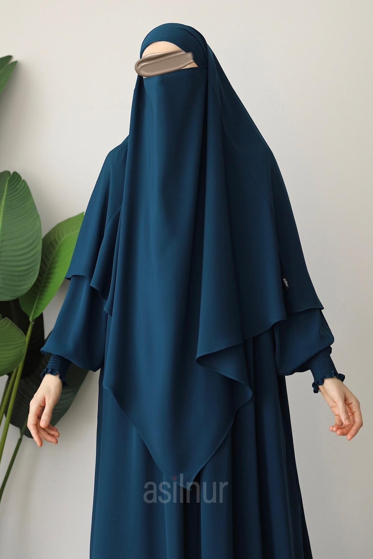 Alya Ferace Sufle Hediyeli Takım Petrol Mavisi - 8