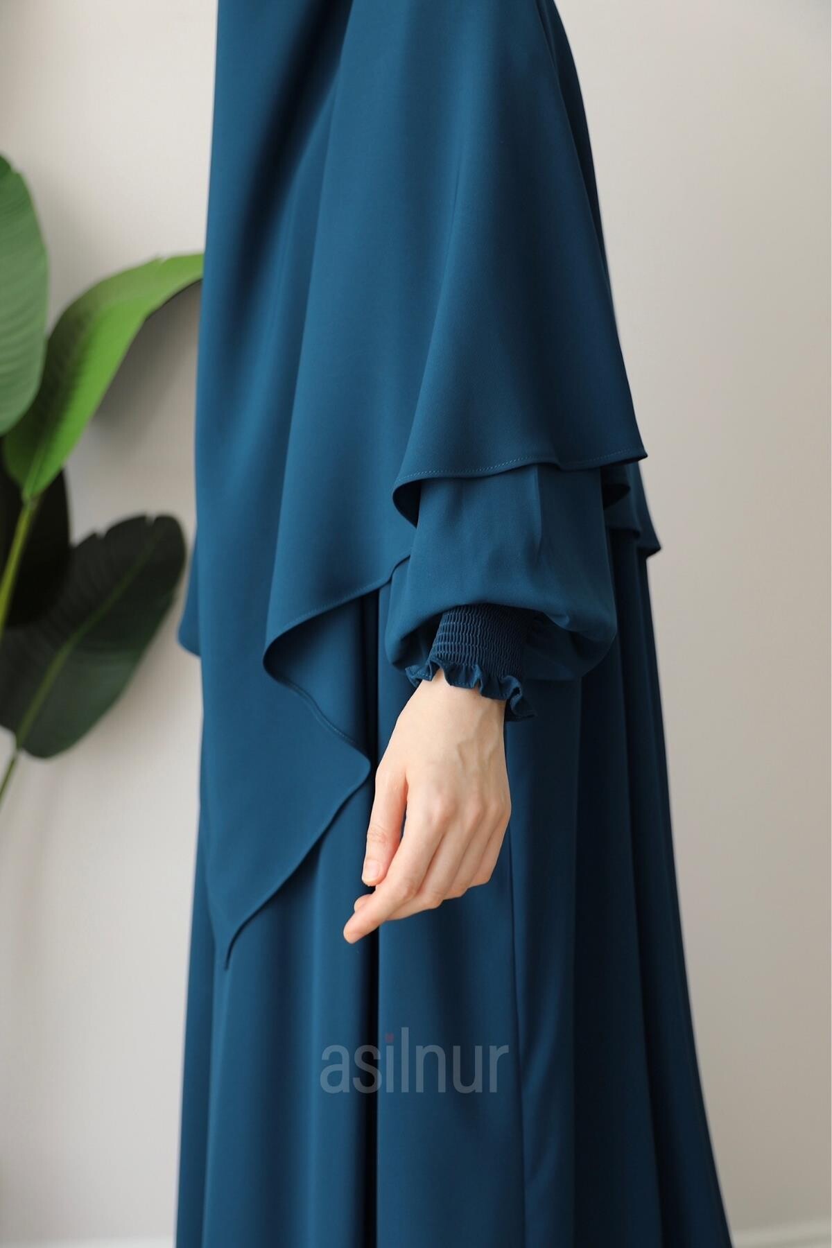 Alya Ferace Sufle Hediyeli Takım Petrol Mavisi - 9