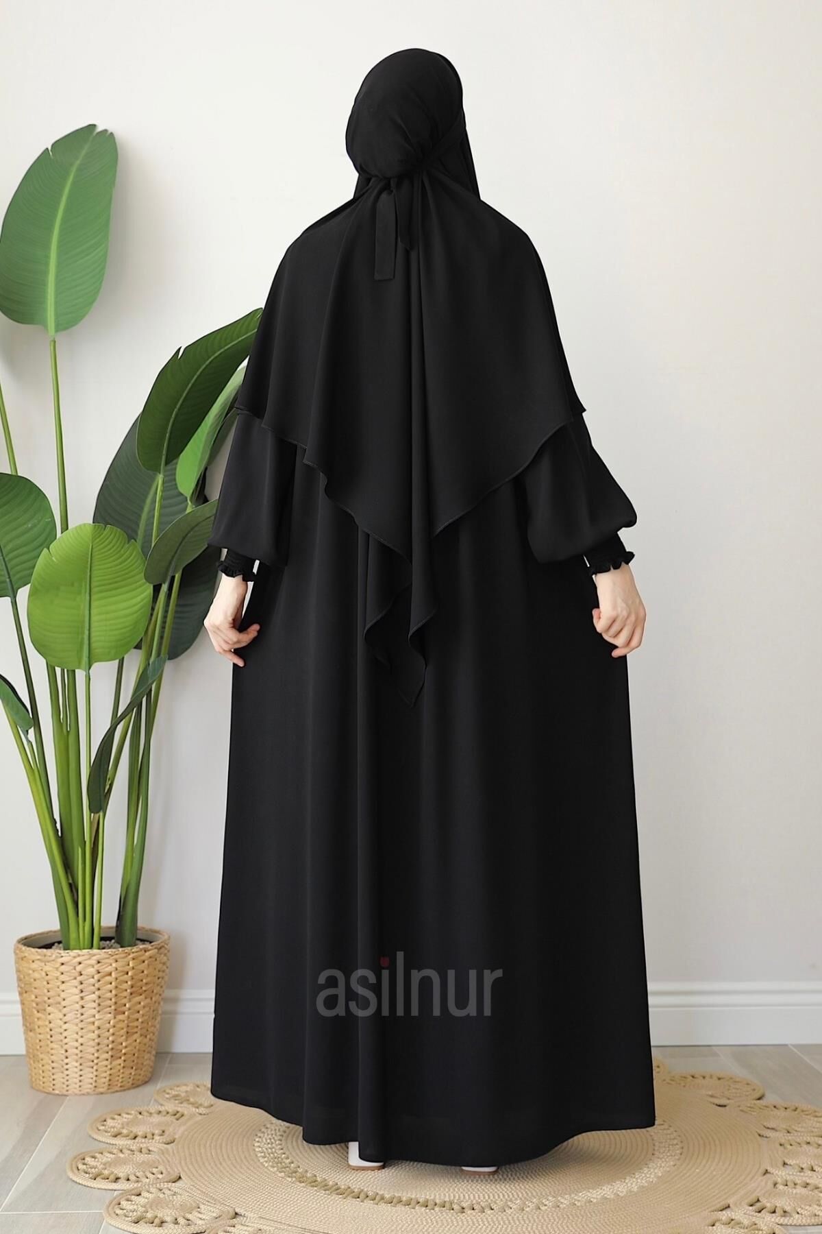 Alya Ferace Sufle Hediyeli Takım Siyah - 6