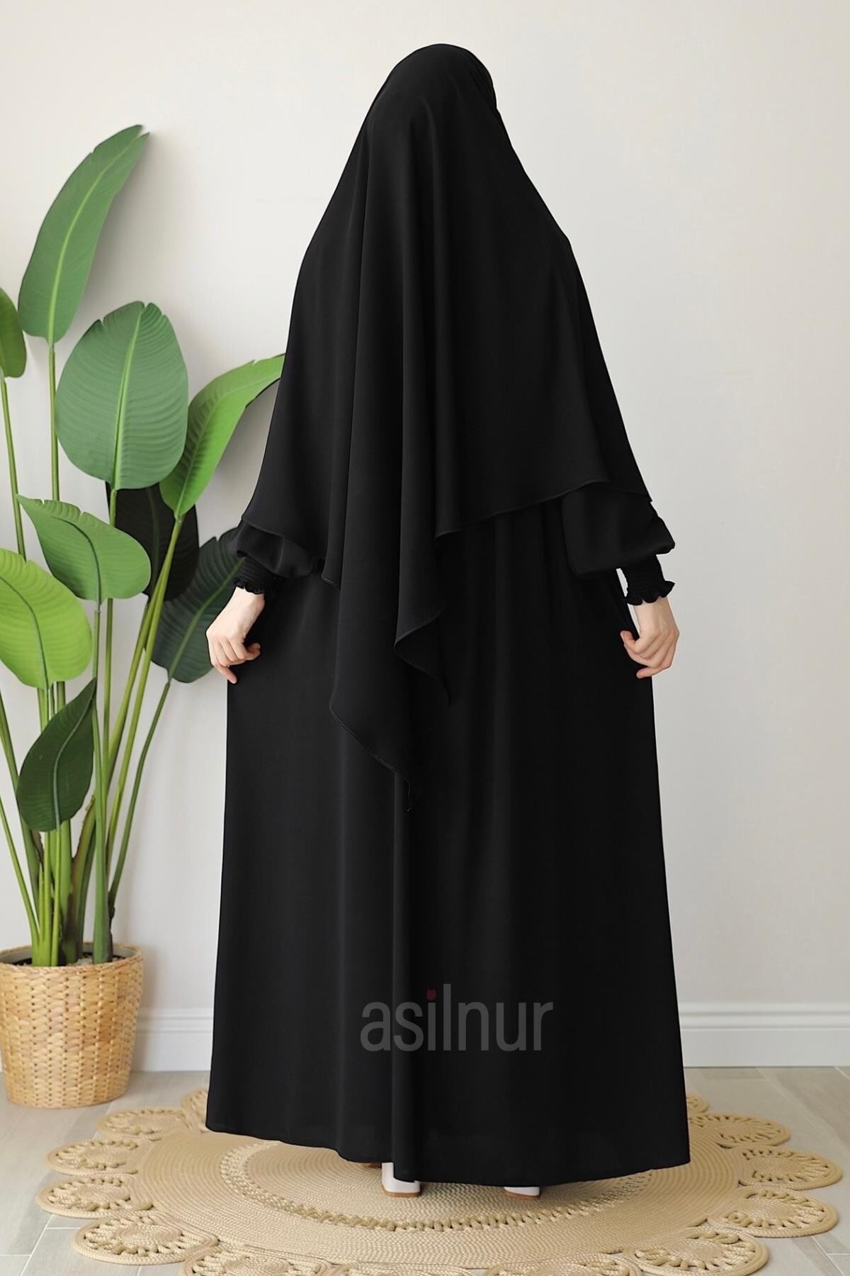 Alya Ferace Sufle Hediyeli Takım Siyah - 8