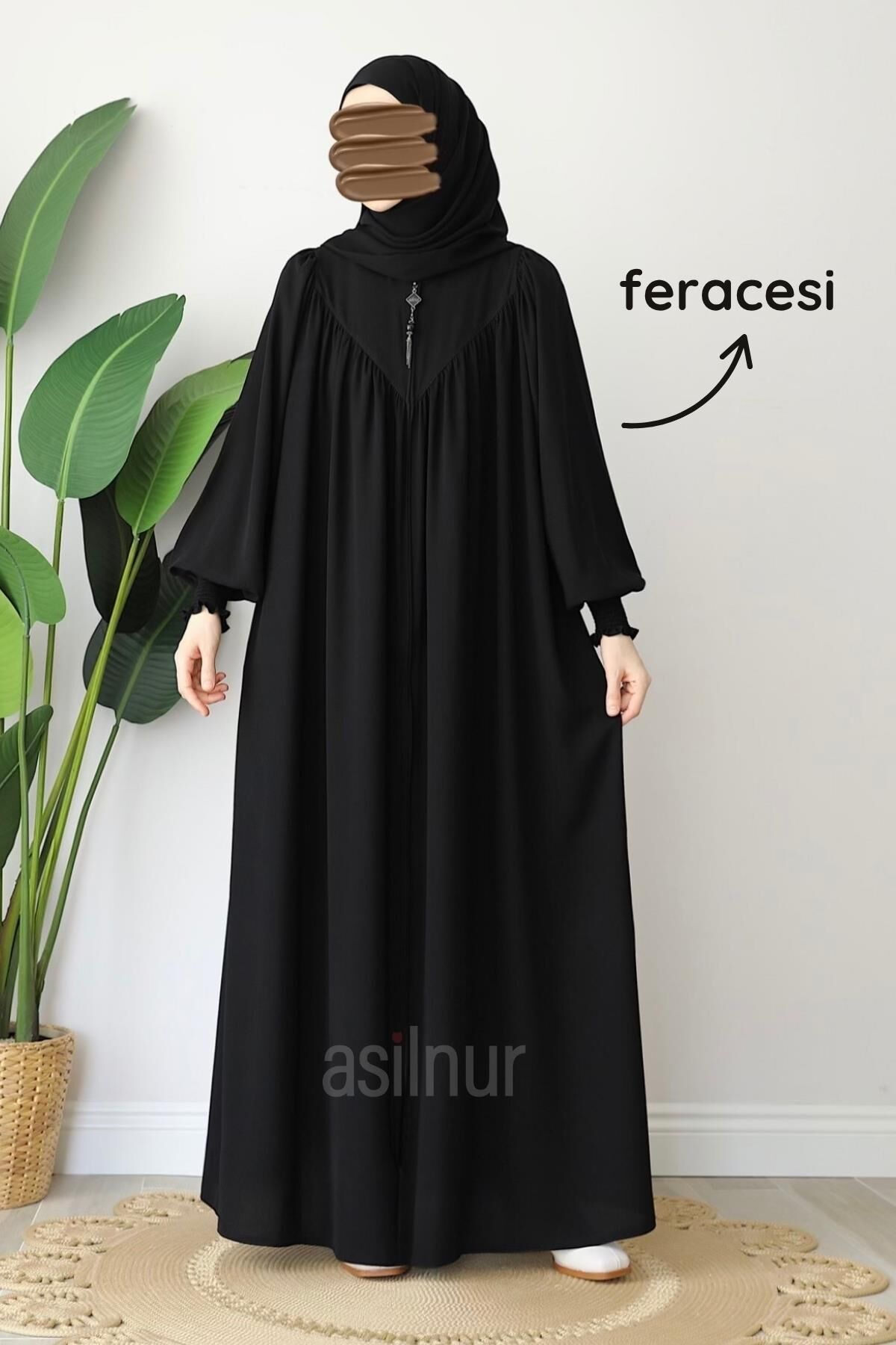 Alya Ferace Sufle Hediyeli Takım Siyah - 10