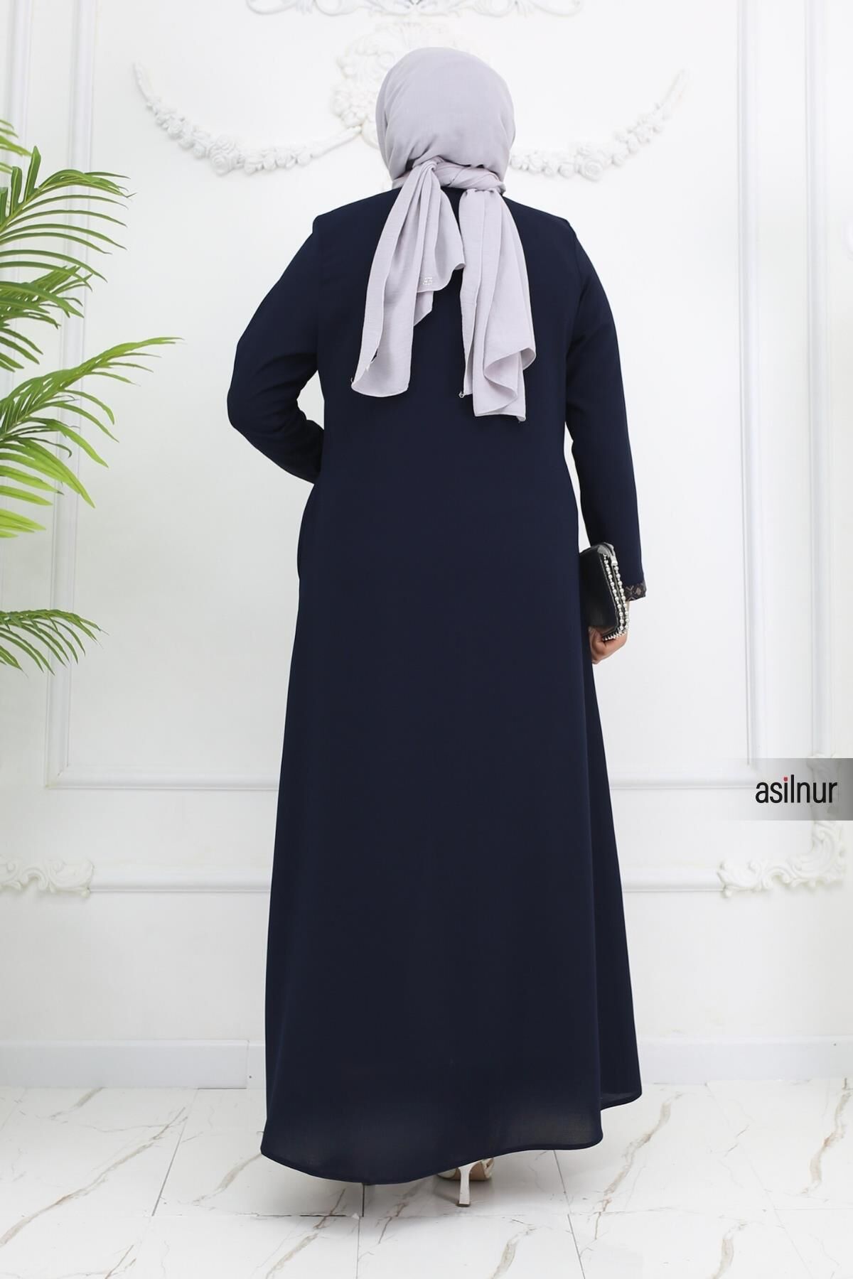 Anne Nakışlı Petek Ferace Lacivert - 3