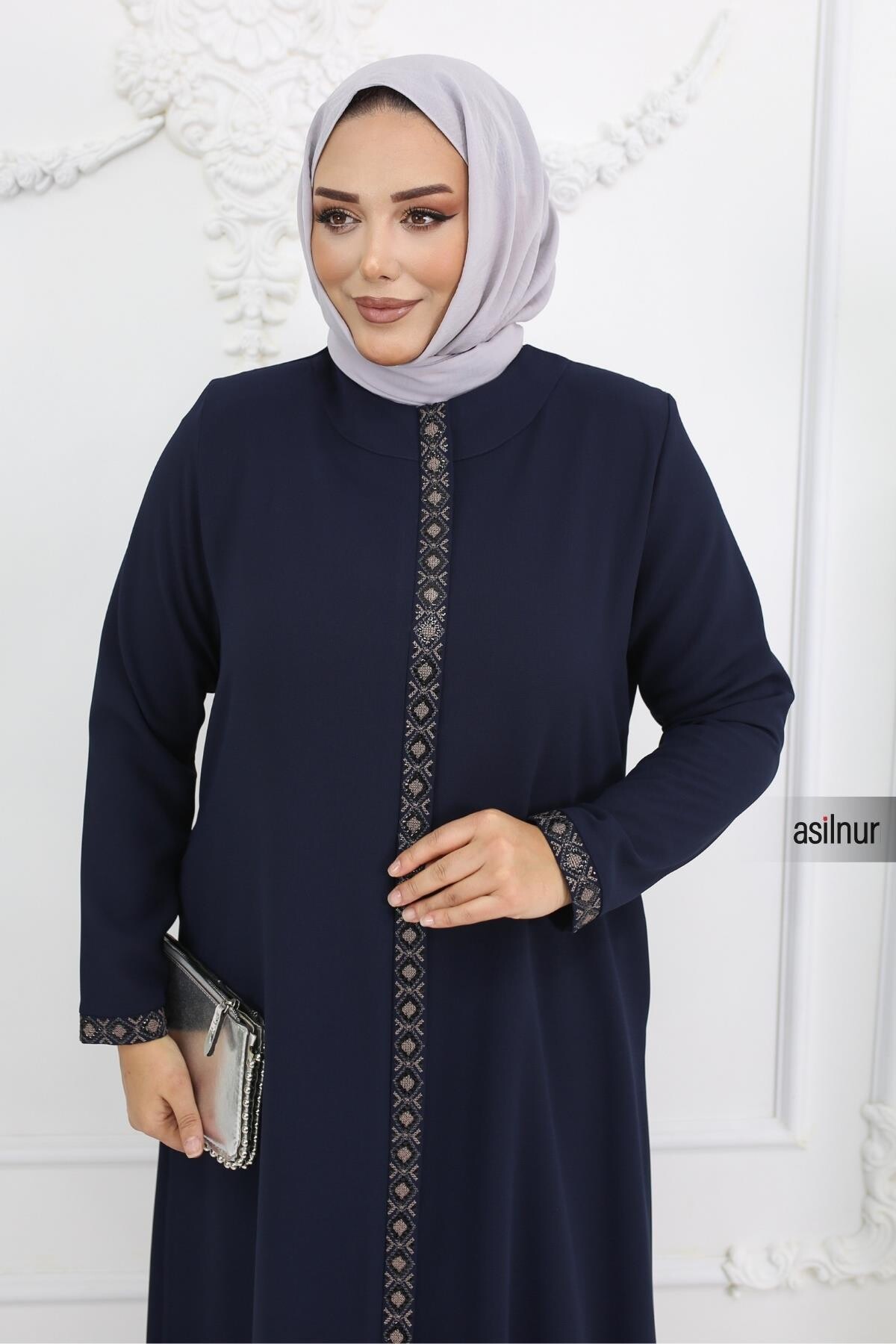 Anne Nakışlı Petek Ferace Lacivert - 4