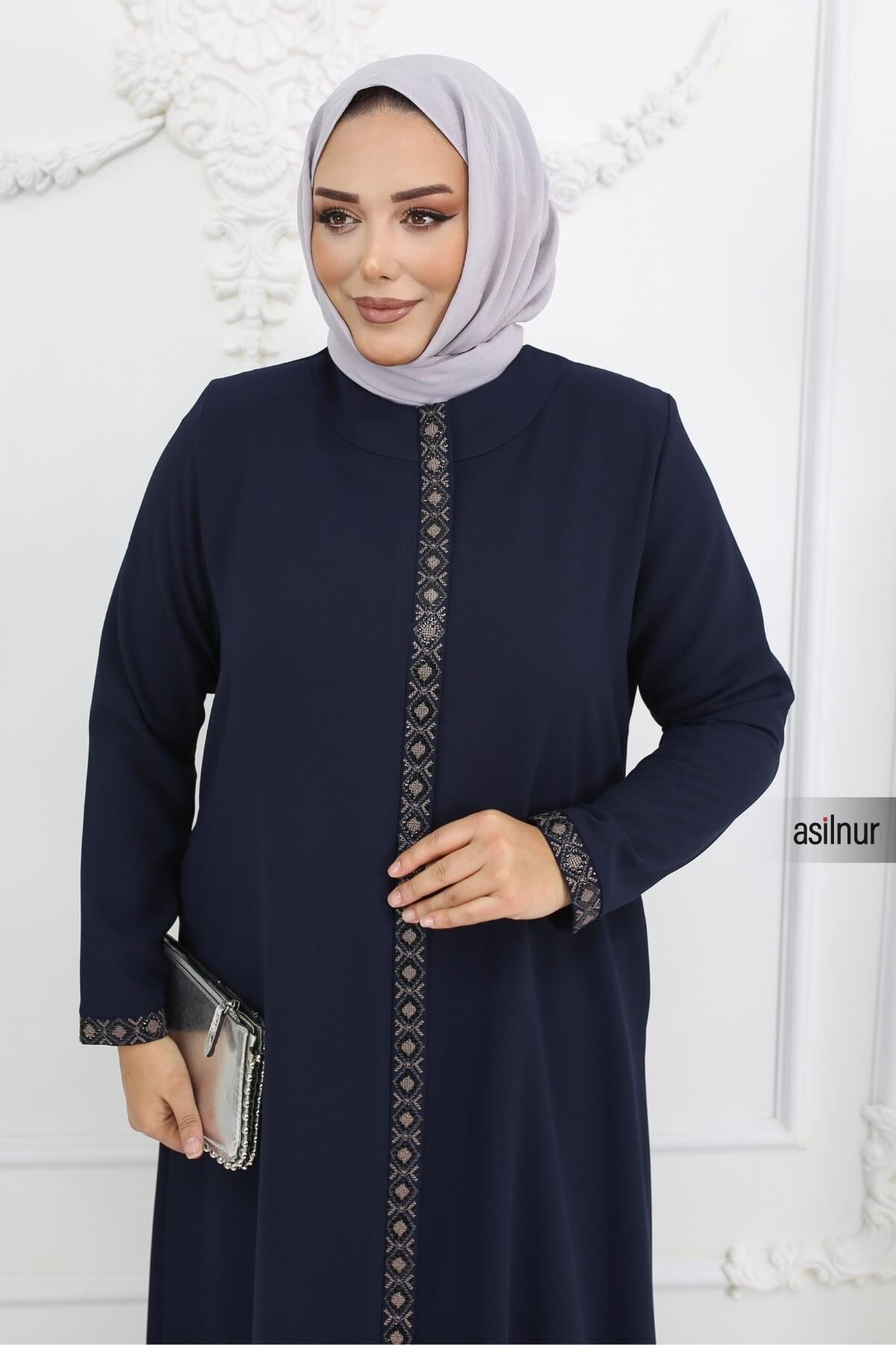 Anne Nakışlı Petek Ferace Lacivert - 4