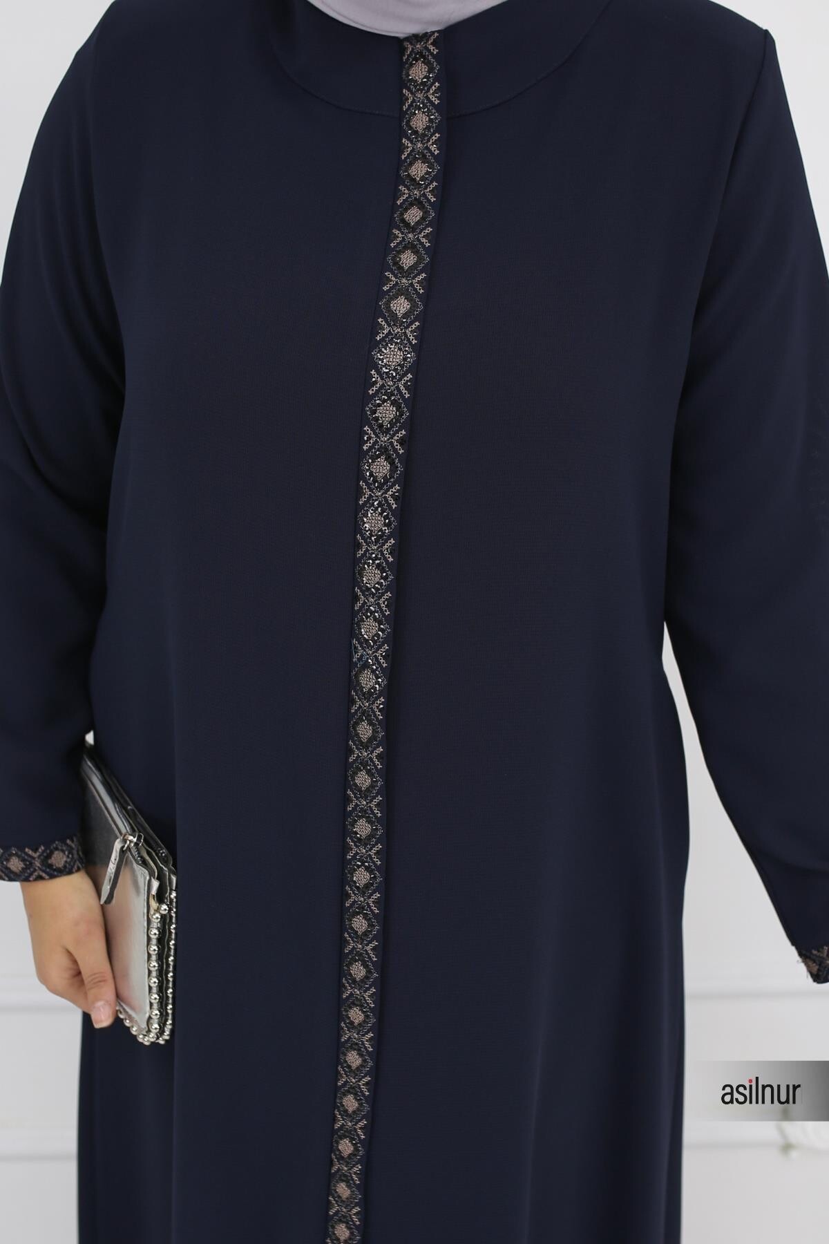 Anne Nakışlı Petek Ferace Lacivert - 6