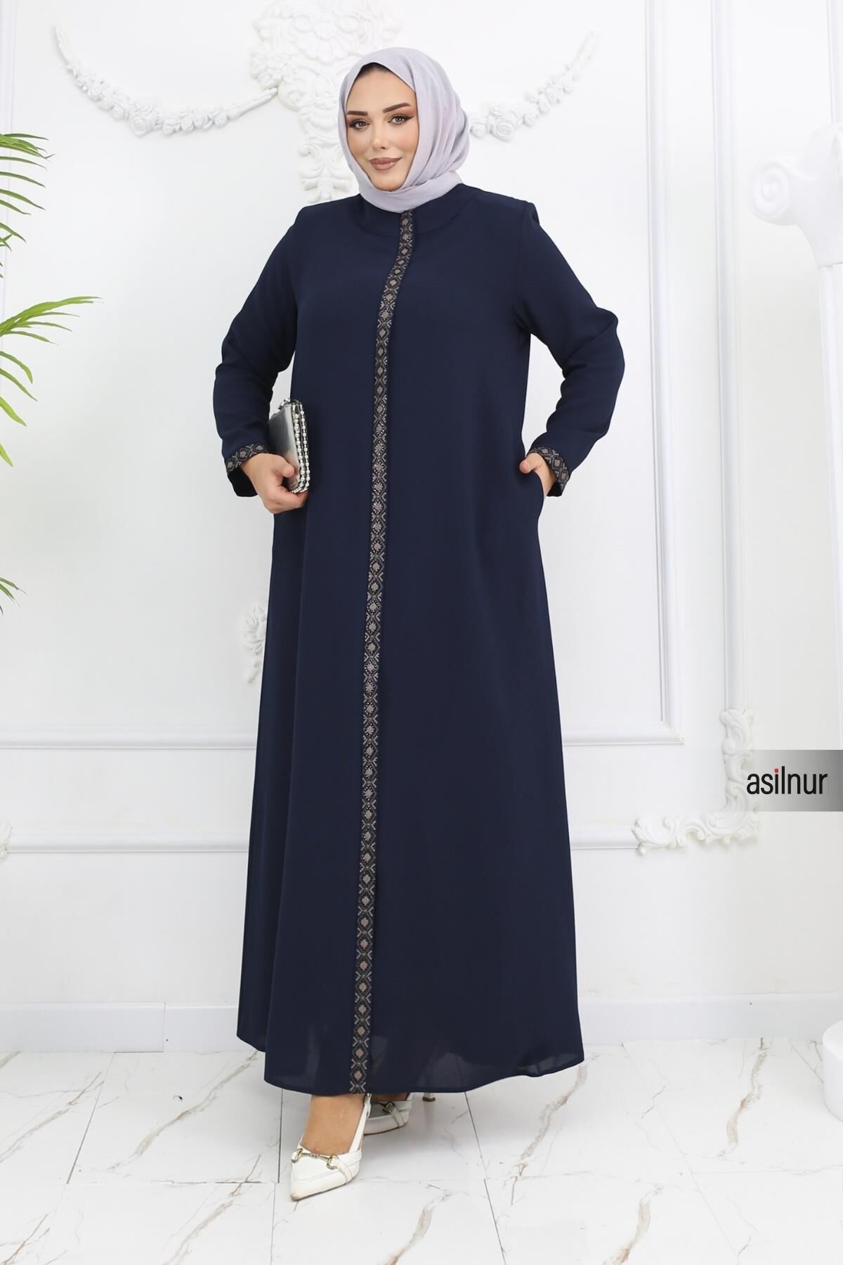 Anne Nakışlı Petek Ferace Lacivert - 2