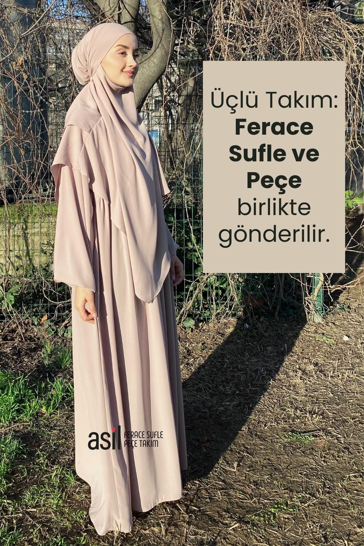 Asil Ferace Sufle Peçe Takım Bej - 2