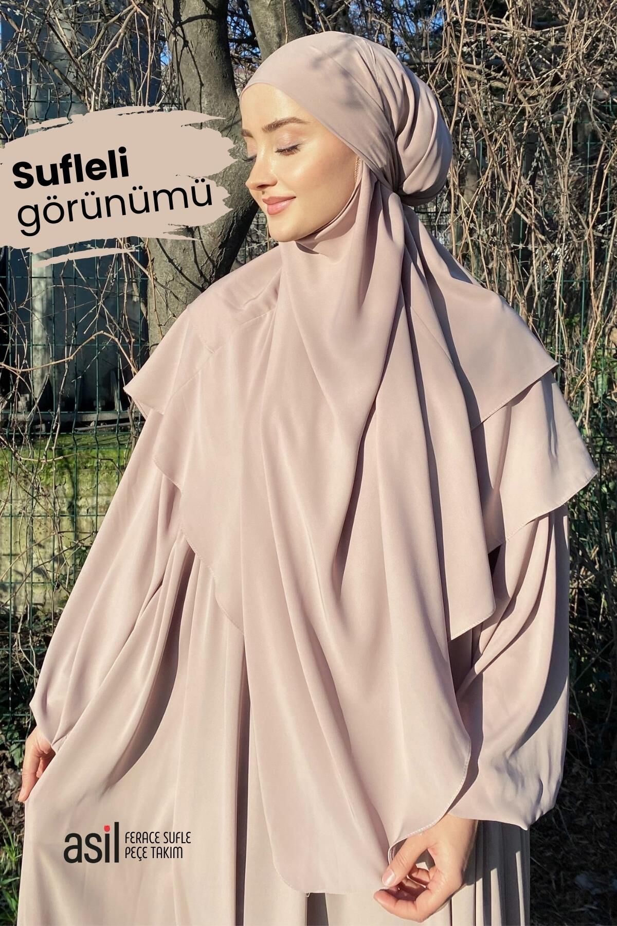 Asil Ferace Sufle Peçe Takım Bej - 4