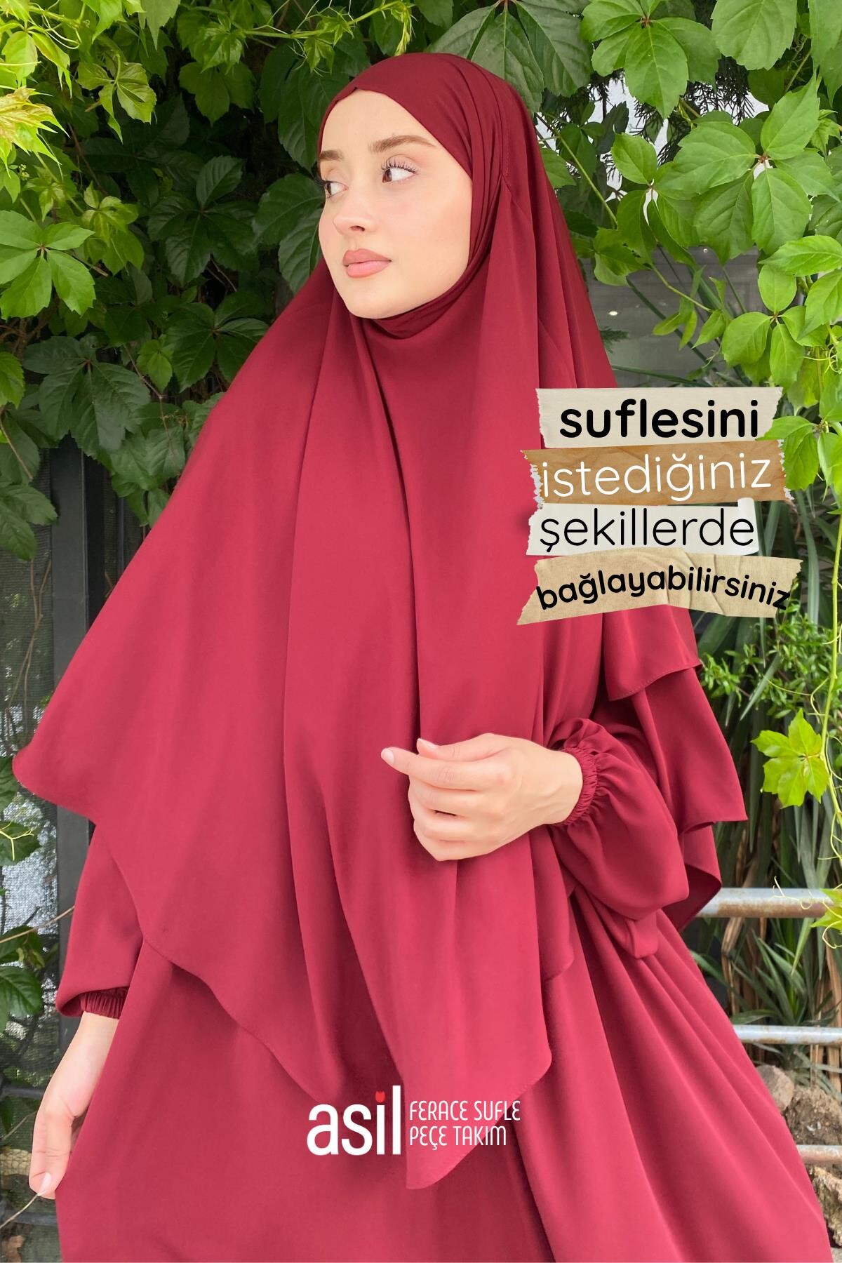 Asil Ferace Sufle Peçe Takım Bordo - 2