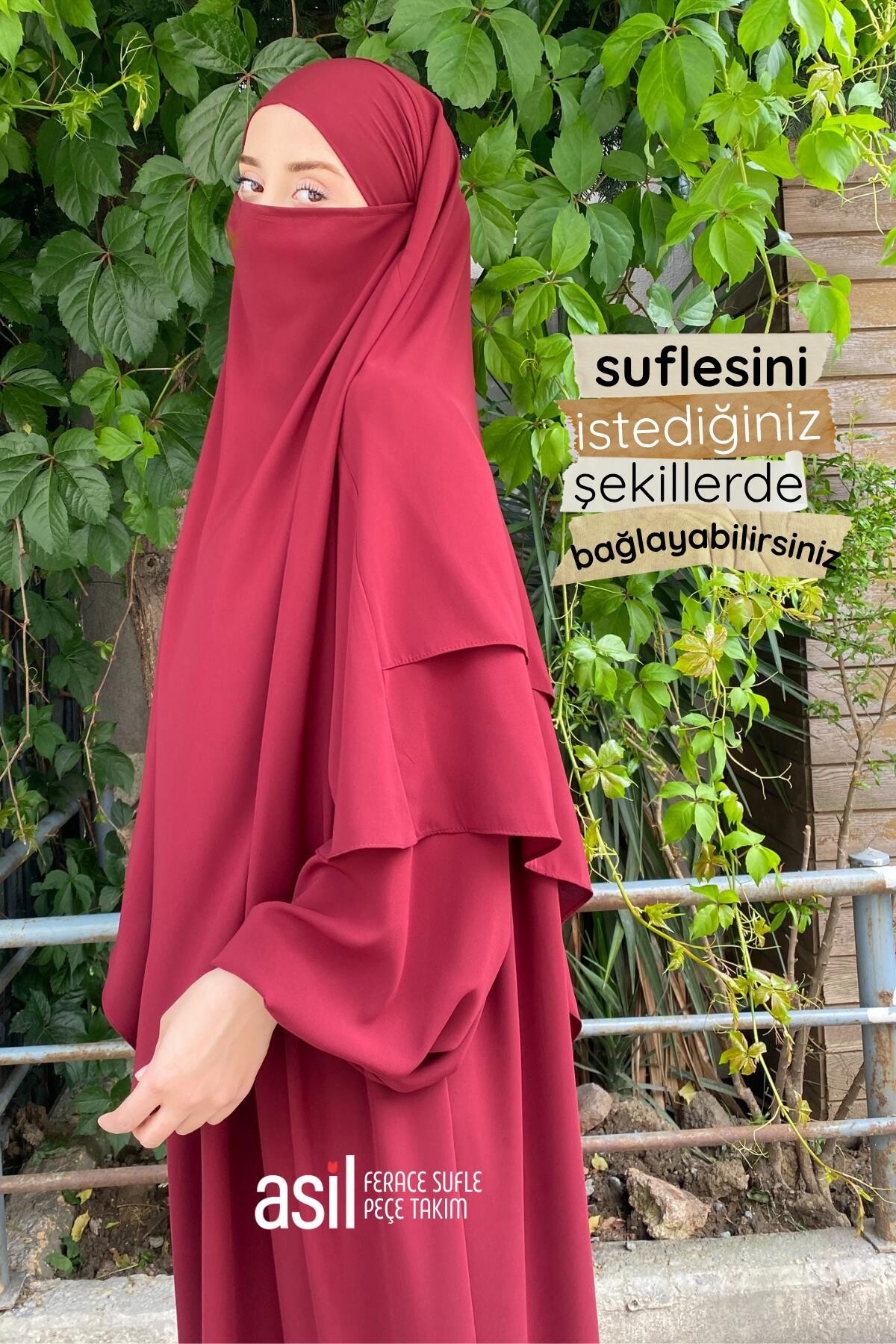 Asil Ferace Sufle Peçe Takım Bordo - 3