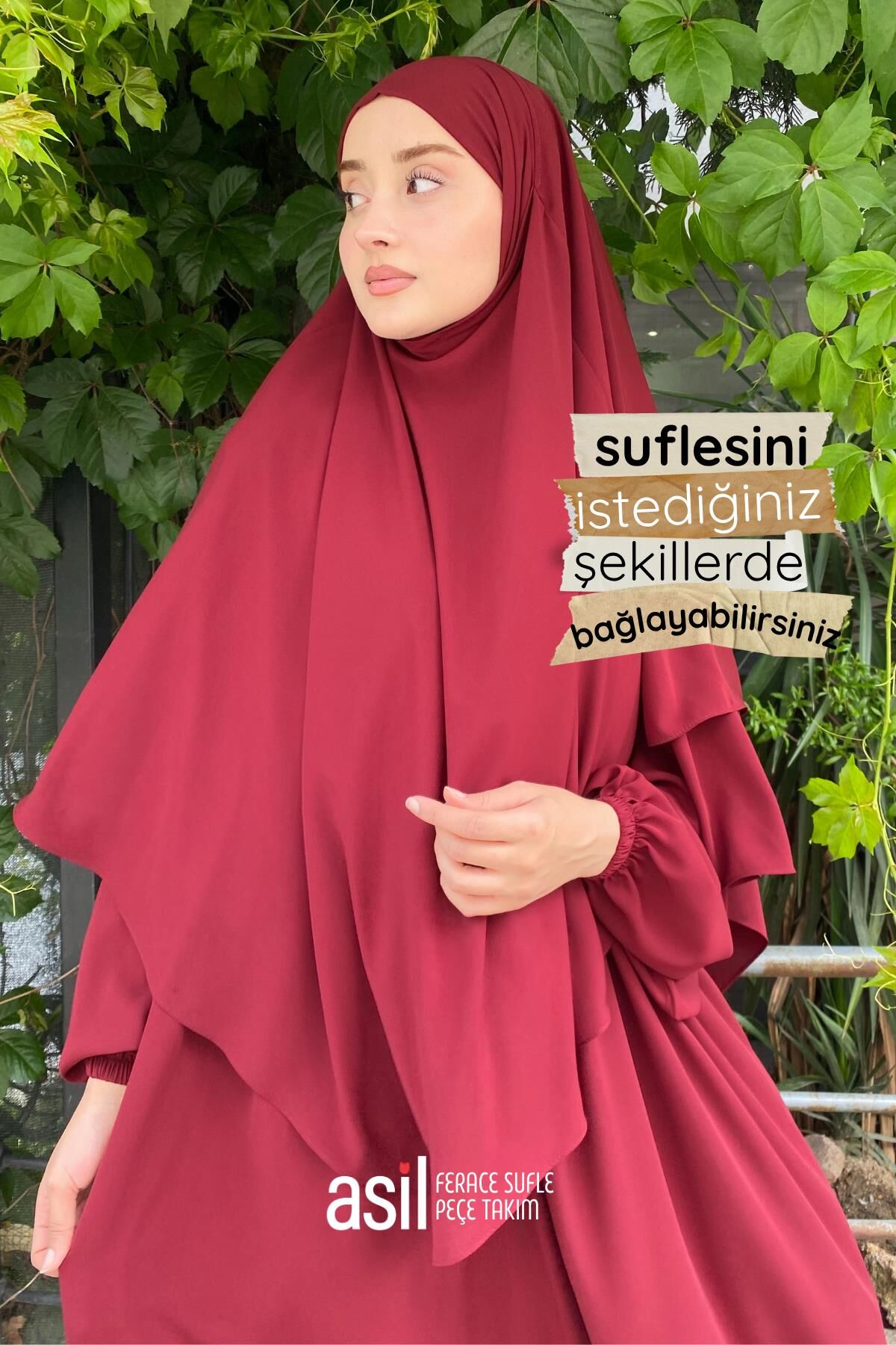 Asil Ferace Sufle Peçe Takım Bordo - 2