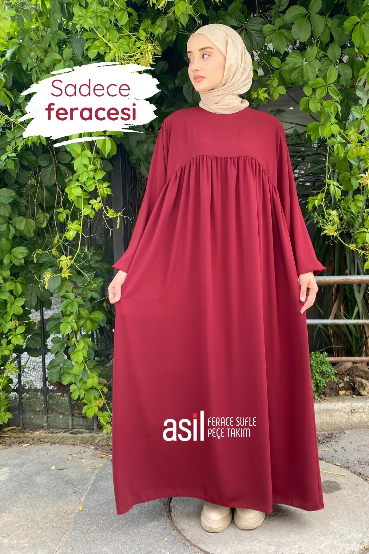 Asil Ferace Sufle Peçe Takım Bordo - 4