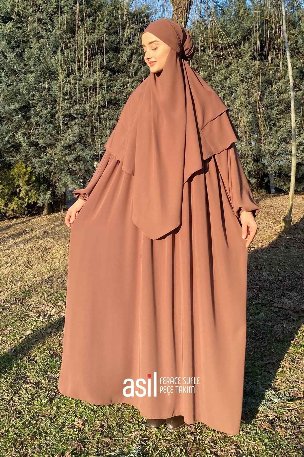 Asil Ferace Sufle Peçe Takım Camel - 1