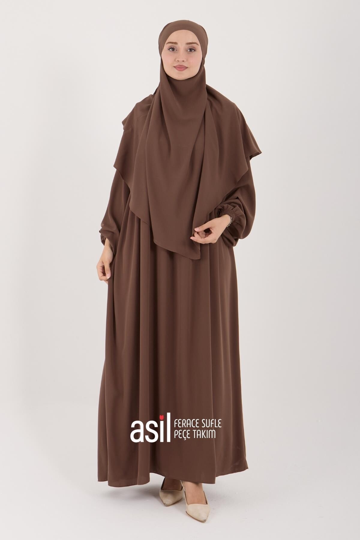 Asil Ferace Sufle Peçe Takım Camel 