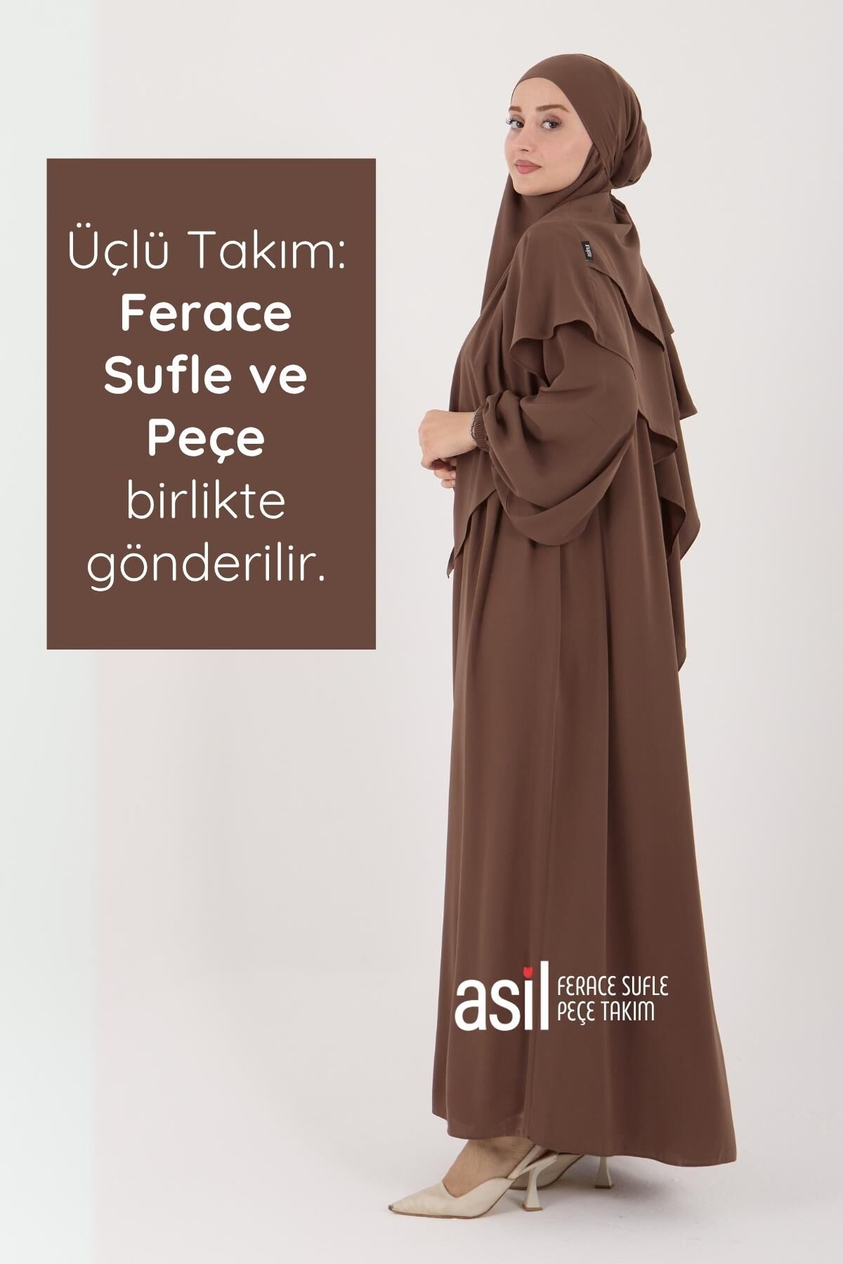 Asil Ferace Sufle Peçe Takım Camel - 2