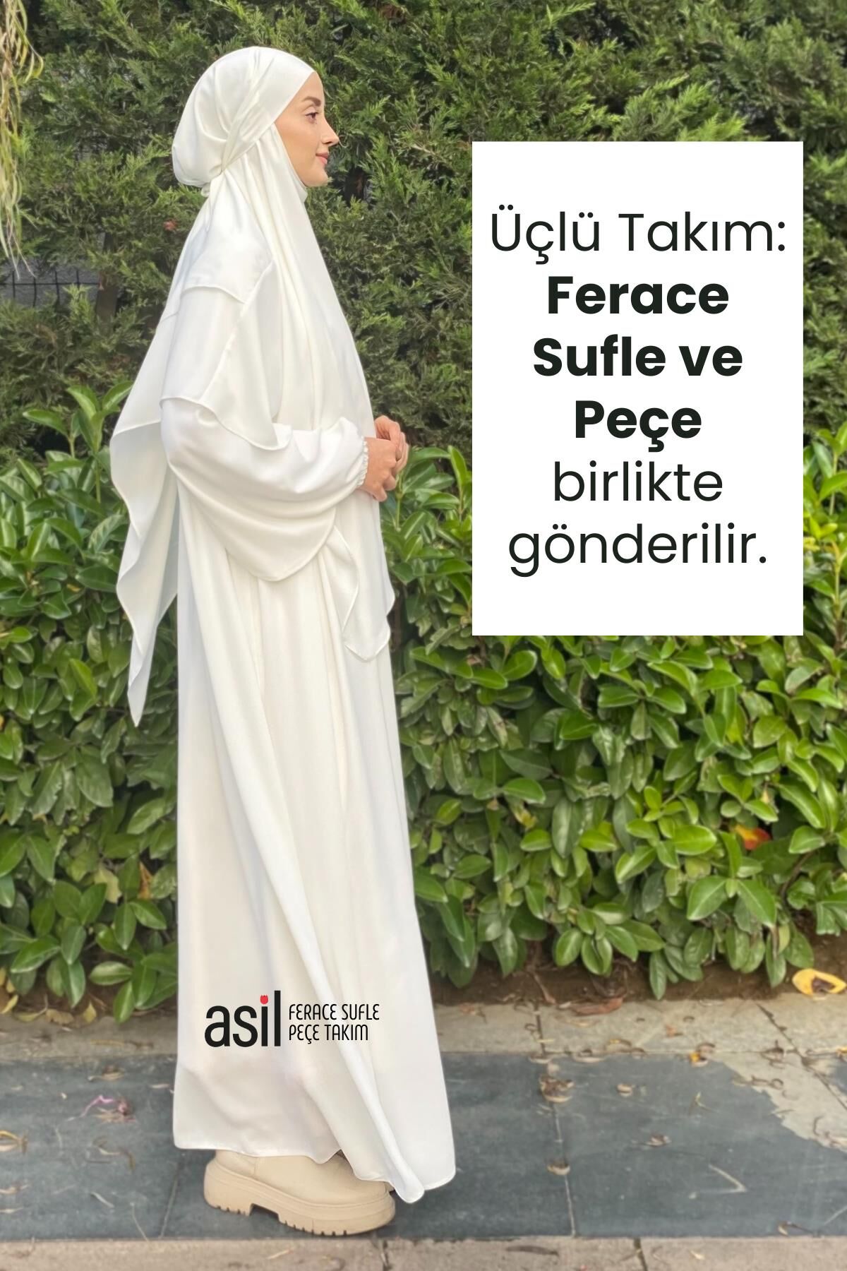 Asil Ferace Sufle Peçe Takım Ekru - 2