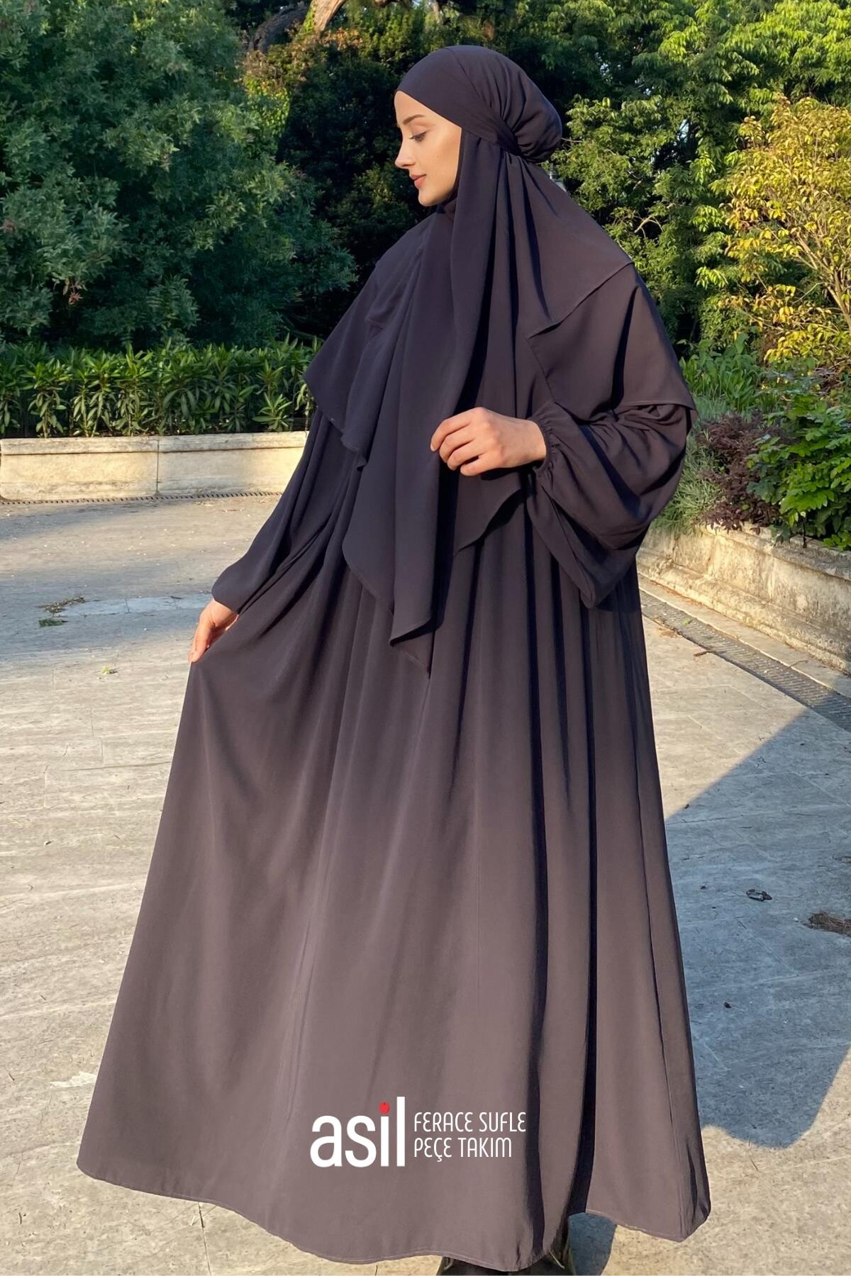 Asil Ferace Sufle Peçe Takım Füme - ASİLNUR