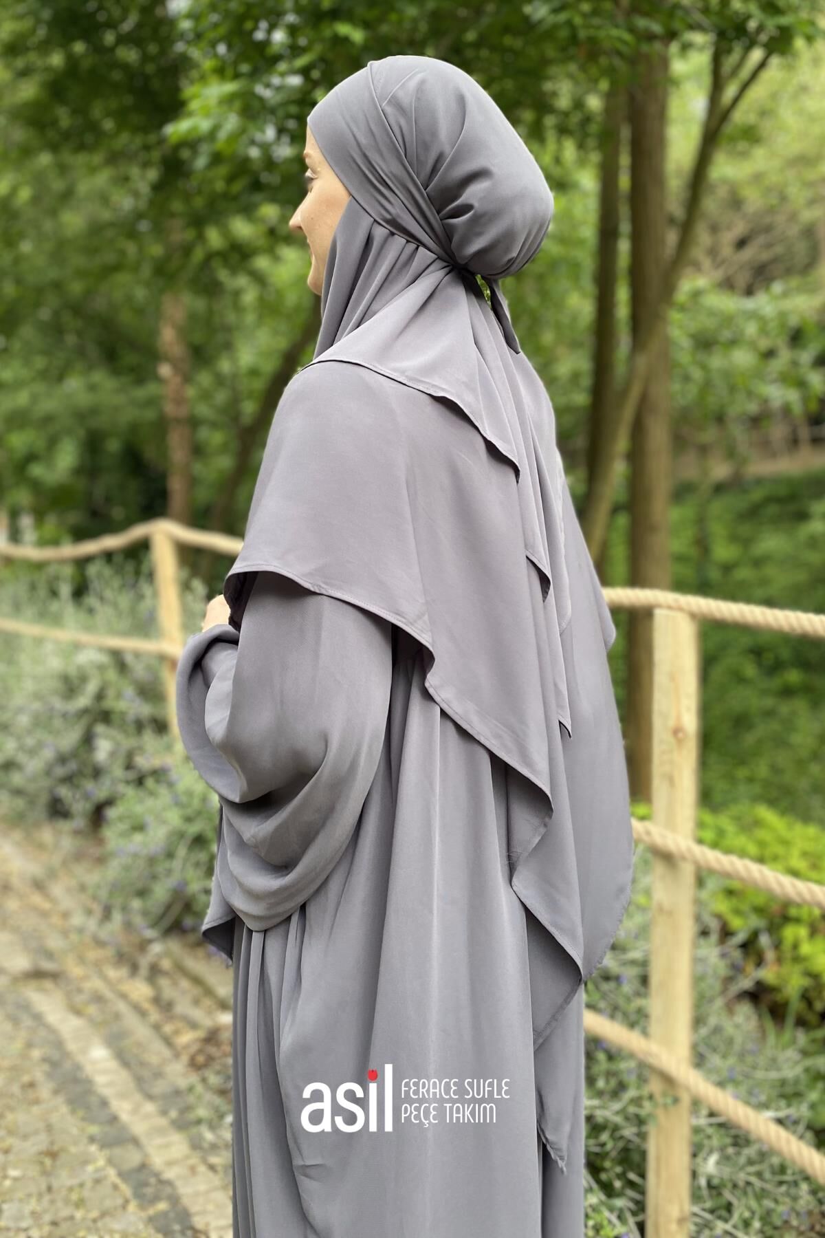Asil Ferace Sufle Peçe Takım Gri - 2