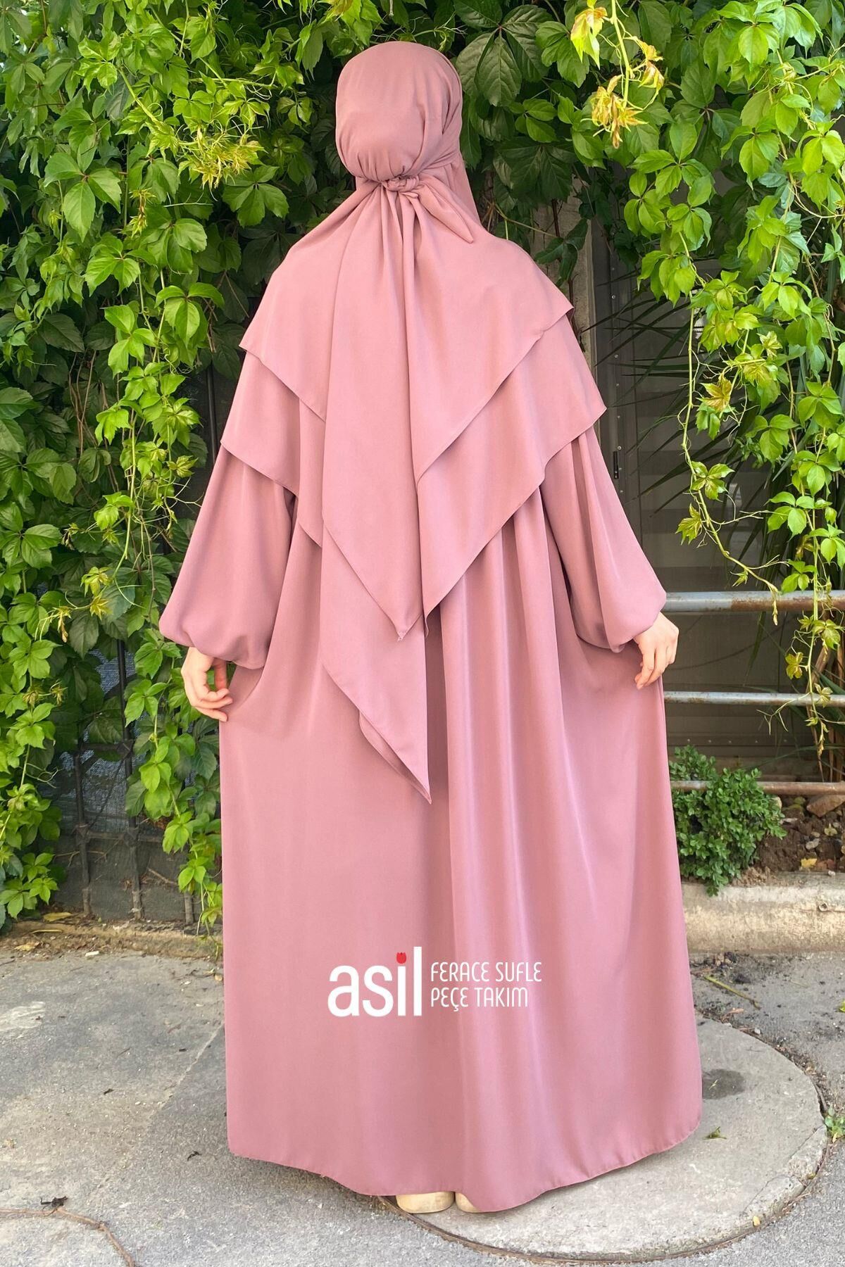 Asil Ferace Sufle Peçe Takım Gül Kurusu - 8