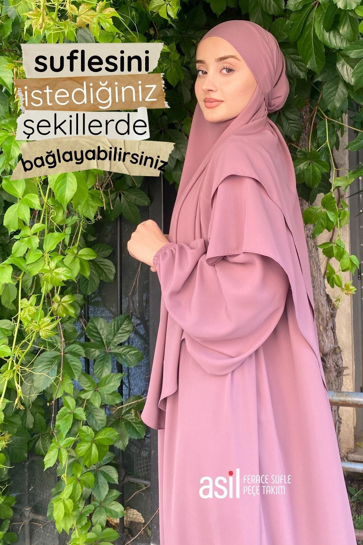 Asil Ferace Sufle Peçe Takım Gül Kurusu - 3