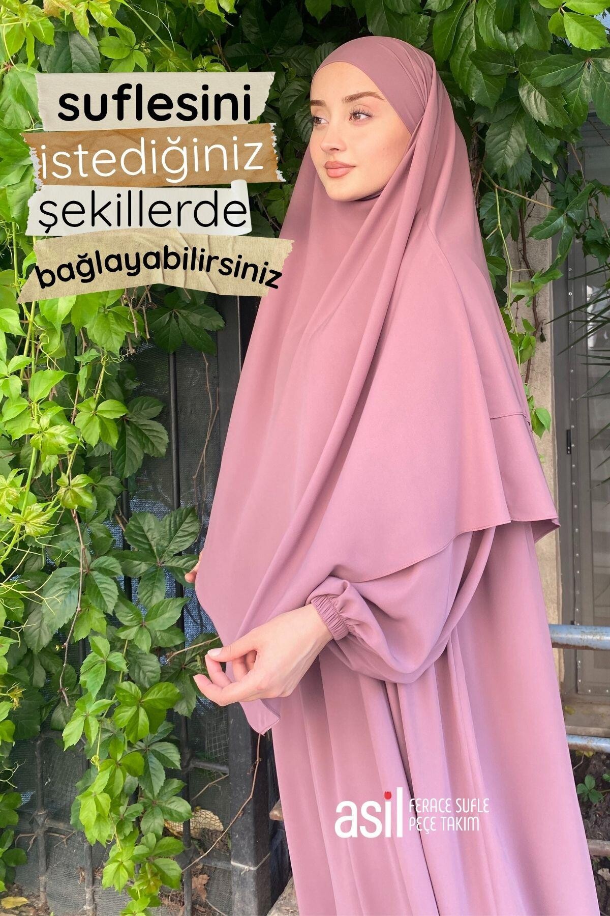 Asil Ferace Sufle Peçe Takım Gül Kurusu - 4