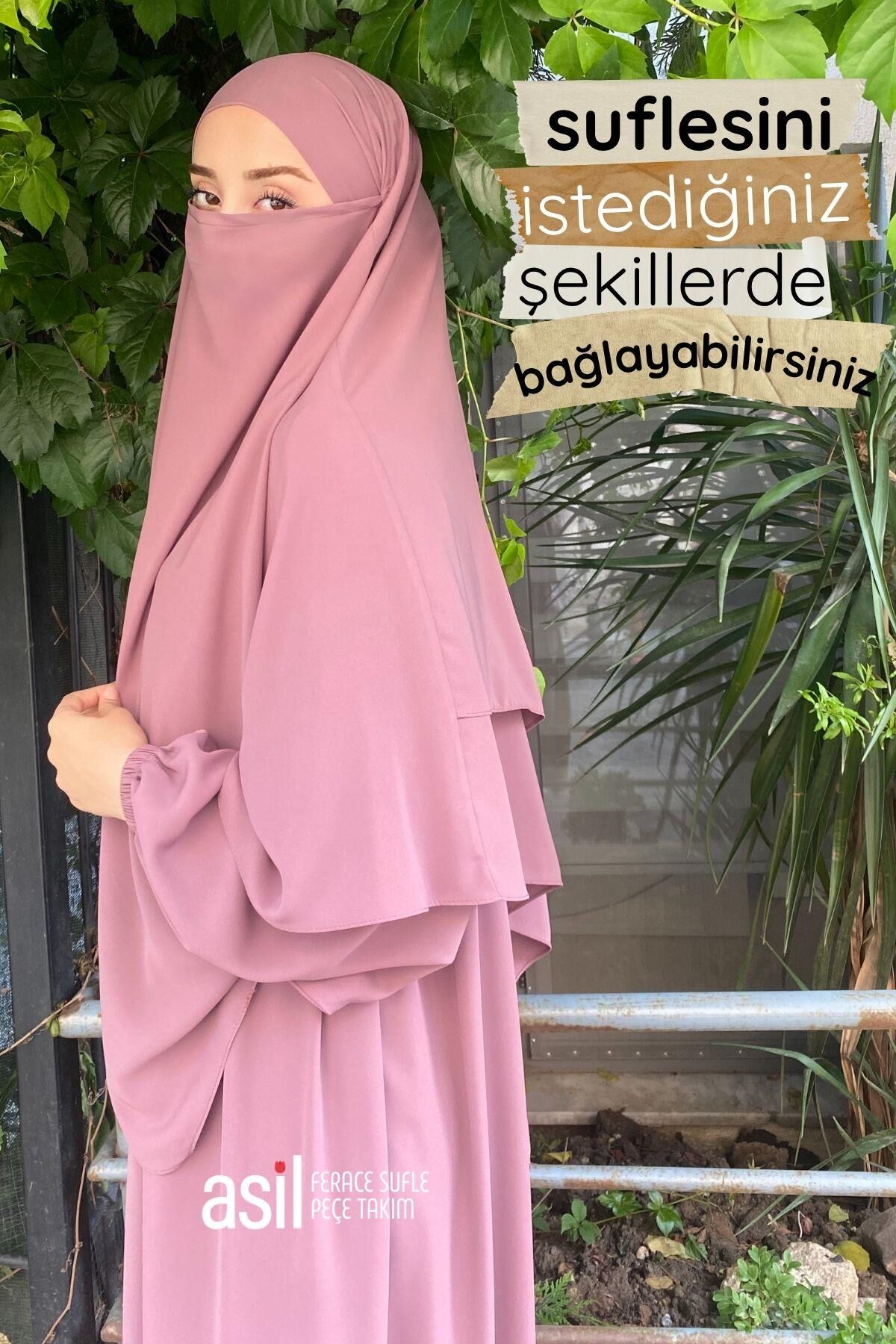 Asil Ferace Sufle Peçe Takım Gül Kurusu - 5