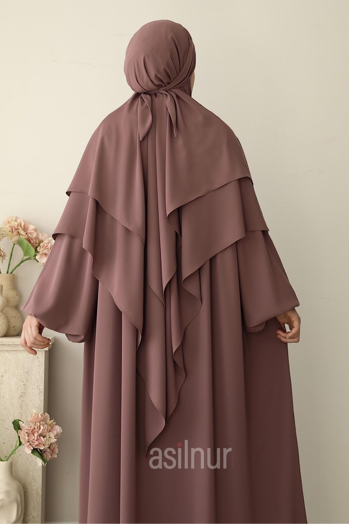 Asil Ferace Sufle Peçe Takım Gül Kurusuu - 7