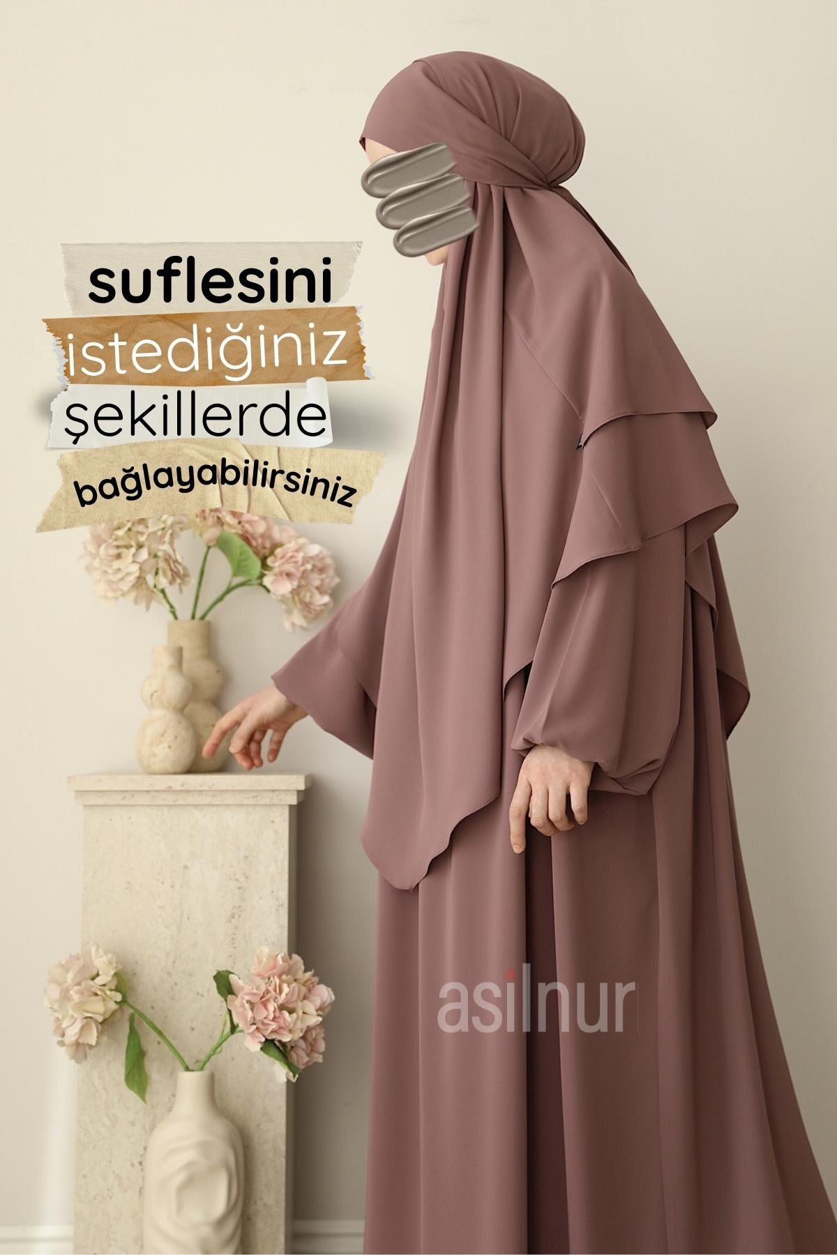 Asil Ferace Sufle Peçe Takım Gül Kurusuu - 4