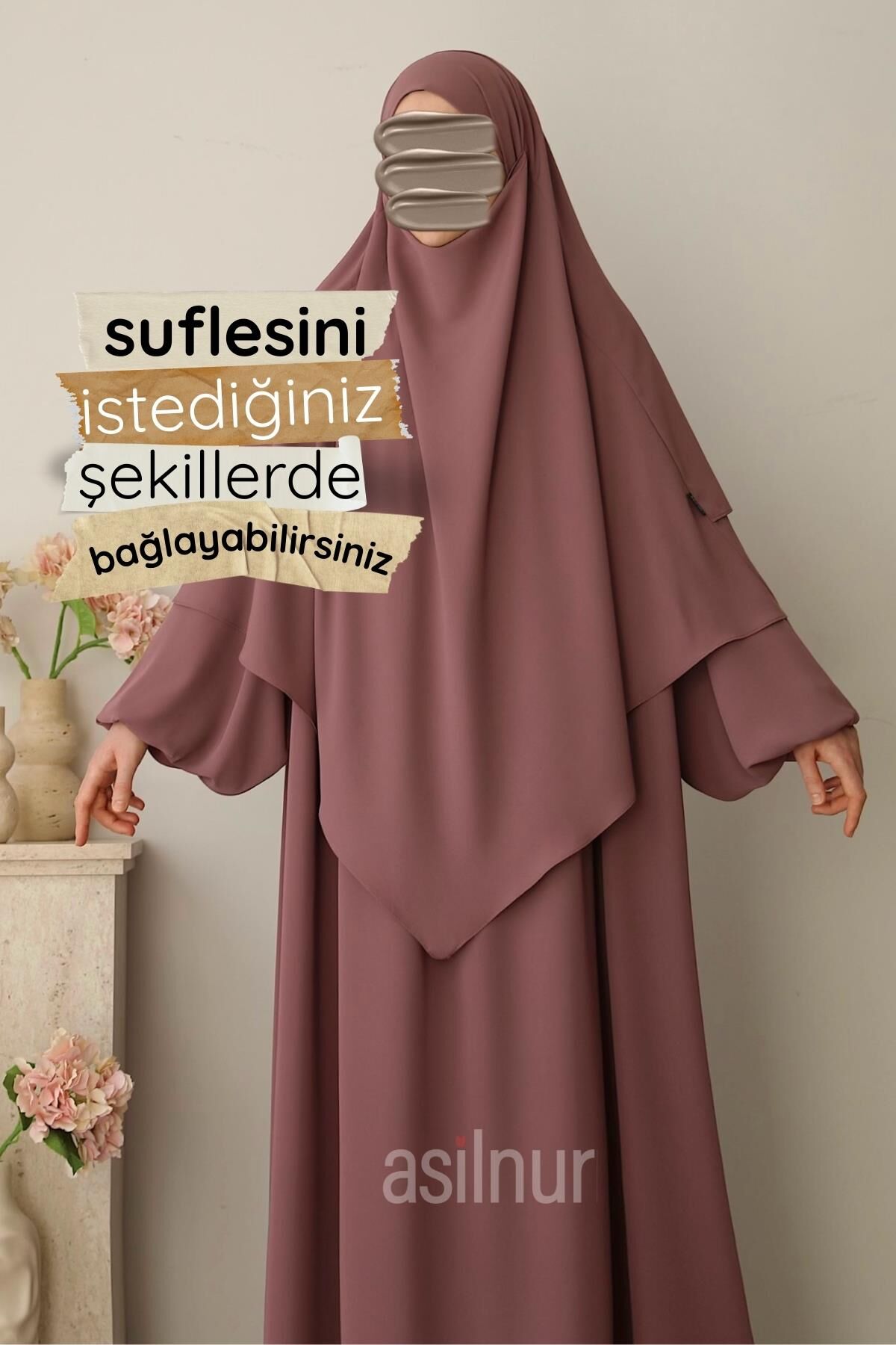 Asil Ferace Sufle Peçe Takım Gül Kurusuu - 6