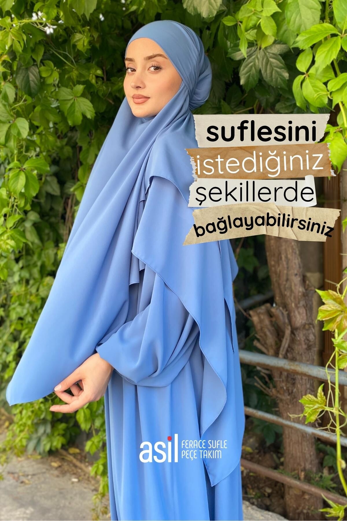 Asil Ferace Sufle Peçe Takım İndigo - 3