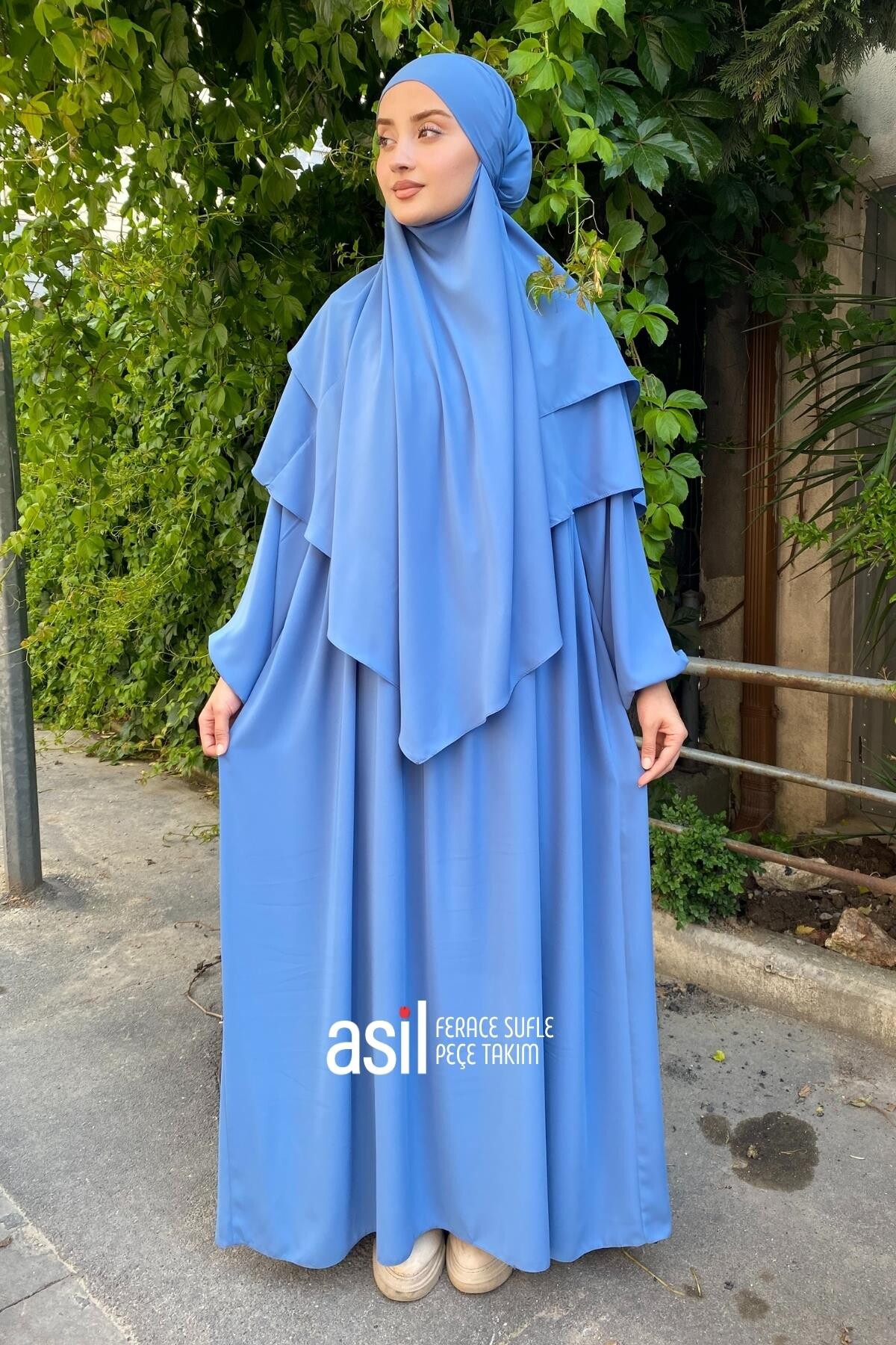 Asil Ferace Sufle Peçe Takım İndigo - ASİLNUR