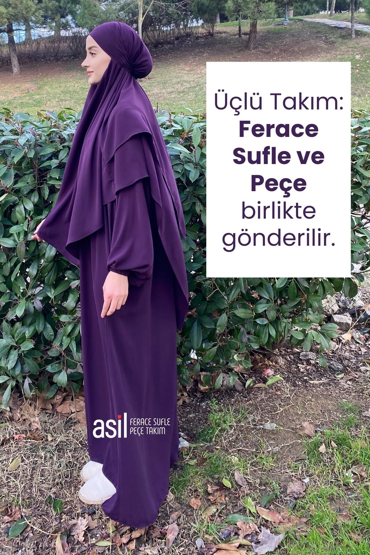 Asil Ferace Sufle Peçe Takım Mürdüm - 2